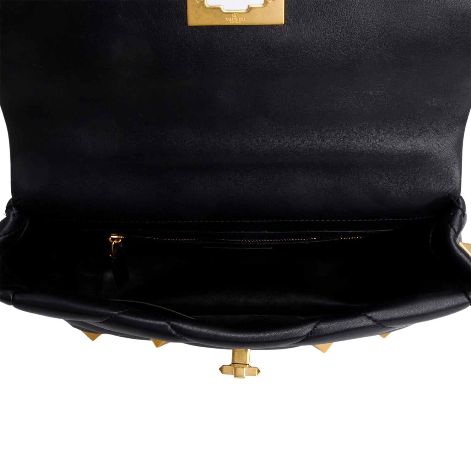 Valentino Black Nappa Medium Roman Stud Shoulder Bag