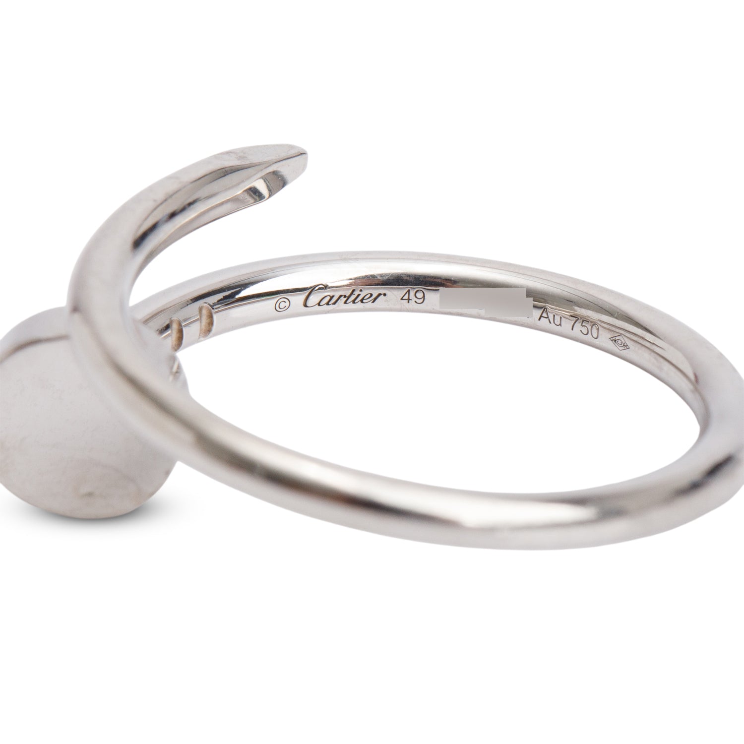 Cartier 18k White Gold Juste Un Clou Ring, Small Model, Size 49 4.75 w/ Box