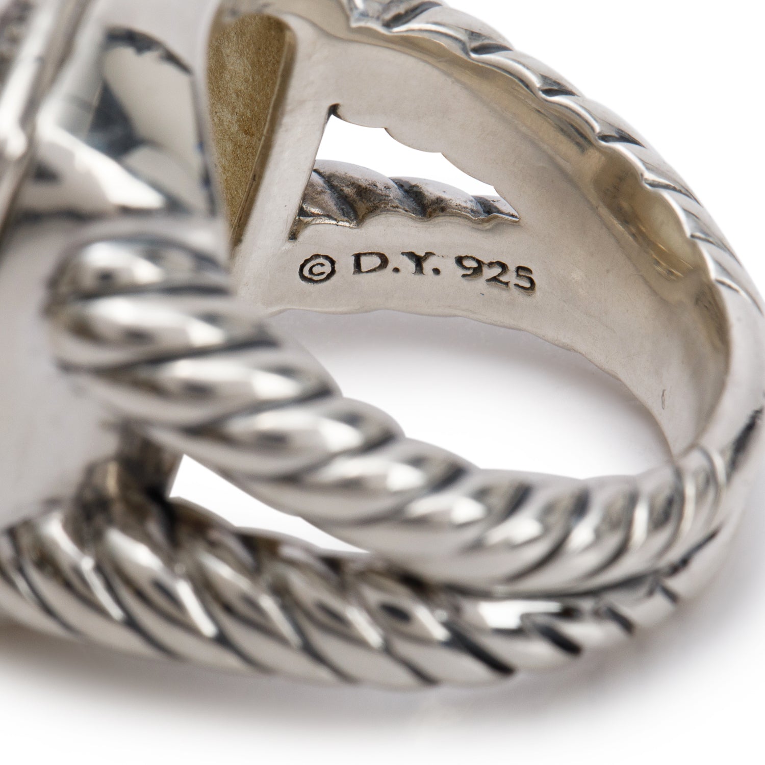 David Yurman Sterling Silver Moon Quartz & Diamond 17 MM Albion Ring, Size 7