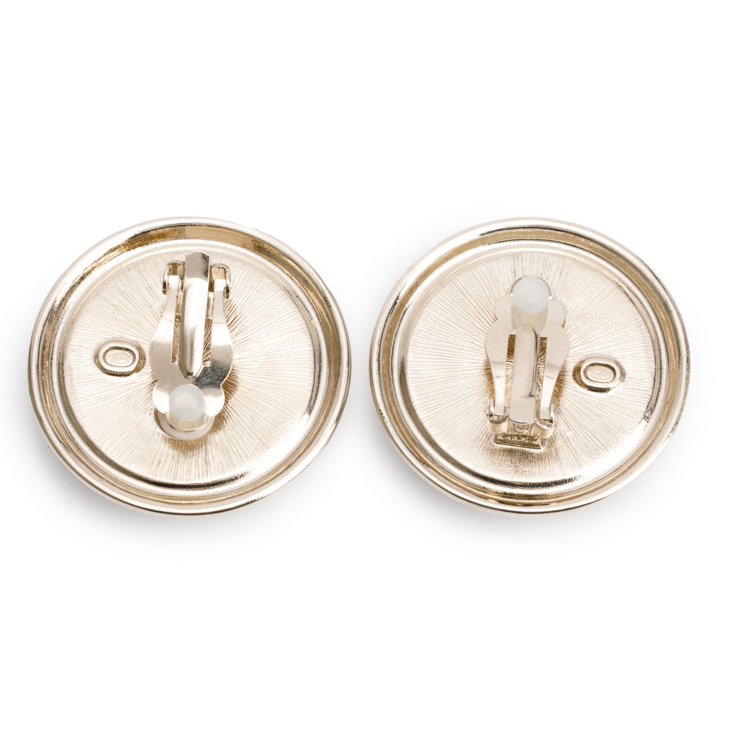 Chanel 2025 Gold-Plated Faux Pearl Round CC Clip On Earrings w/ Box