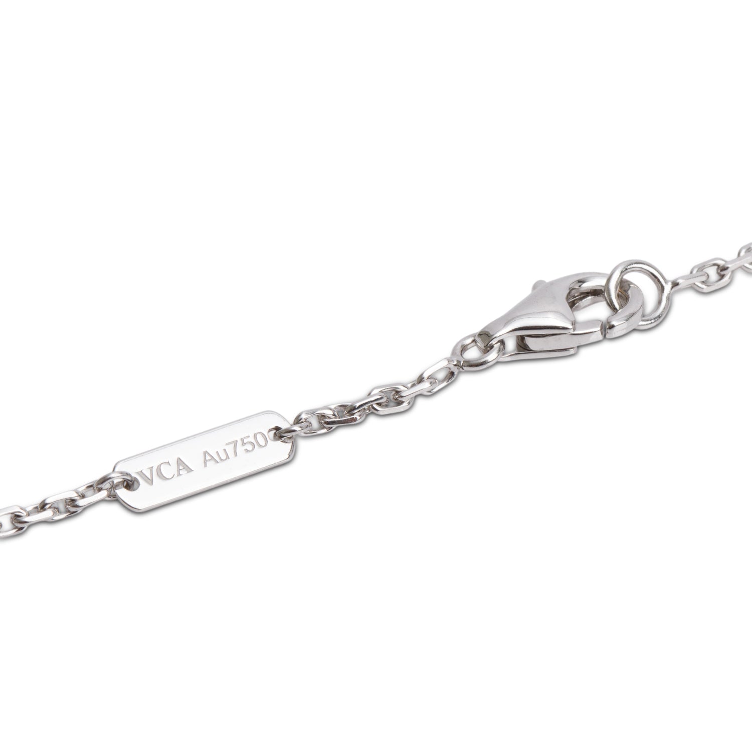 Van Cleef & Arpels 18k White Gold Magic Alhambra Mother Of Pearl Pendant Necklace w/ Pouch