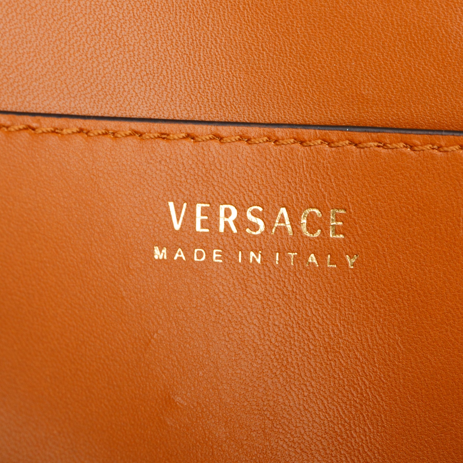 Versace Brown Nappa Leather Virtus Shoulder Bag