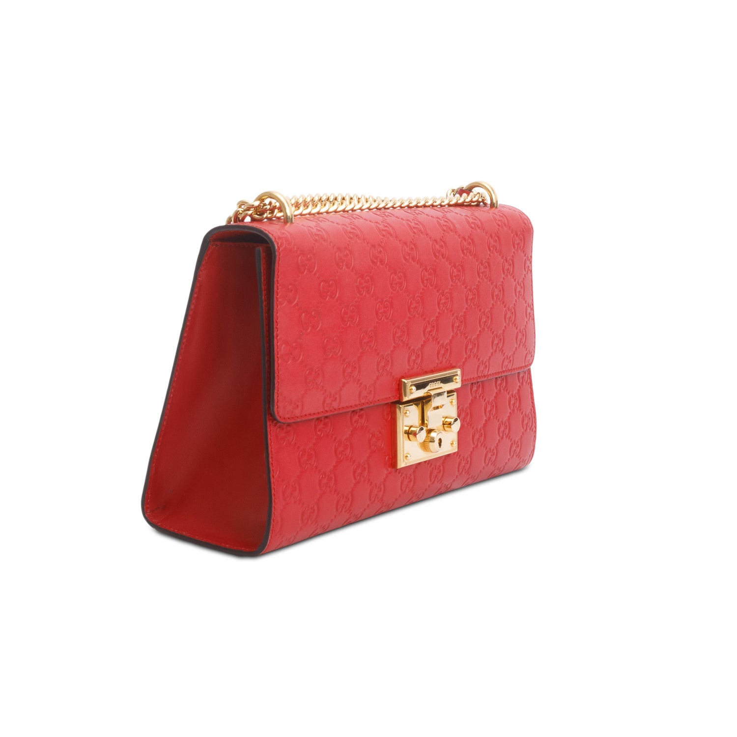 Gucci Red Guccissima Medium Padlock Shoulder Bag