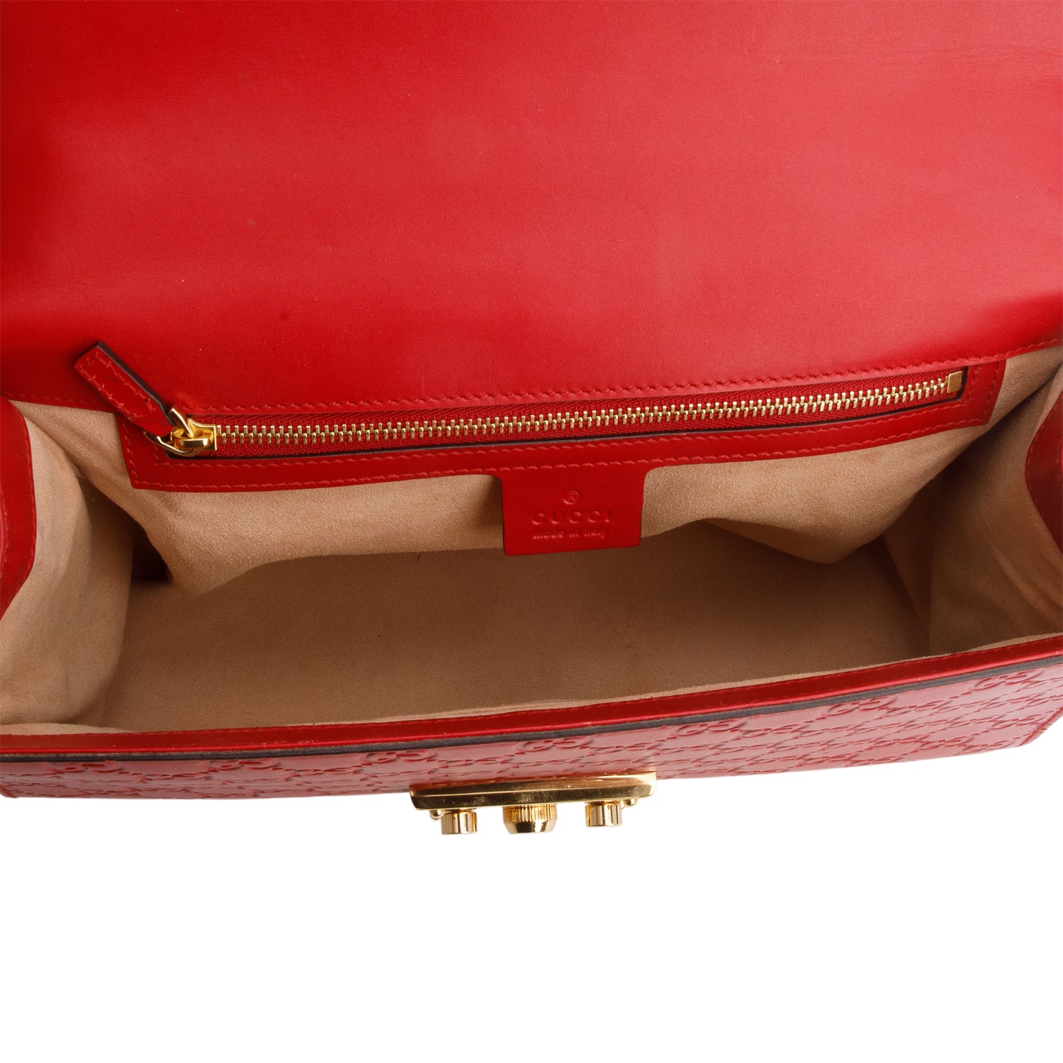 Gucci Red Guccissima Medium Padlock Shoulder Bag