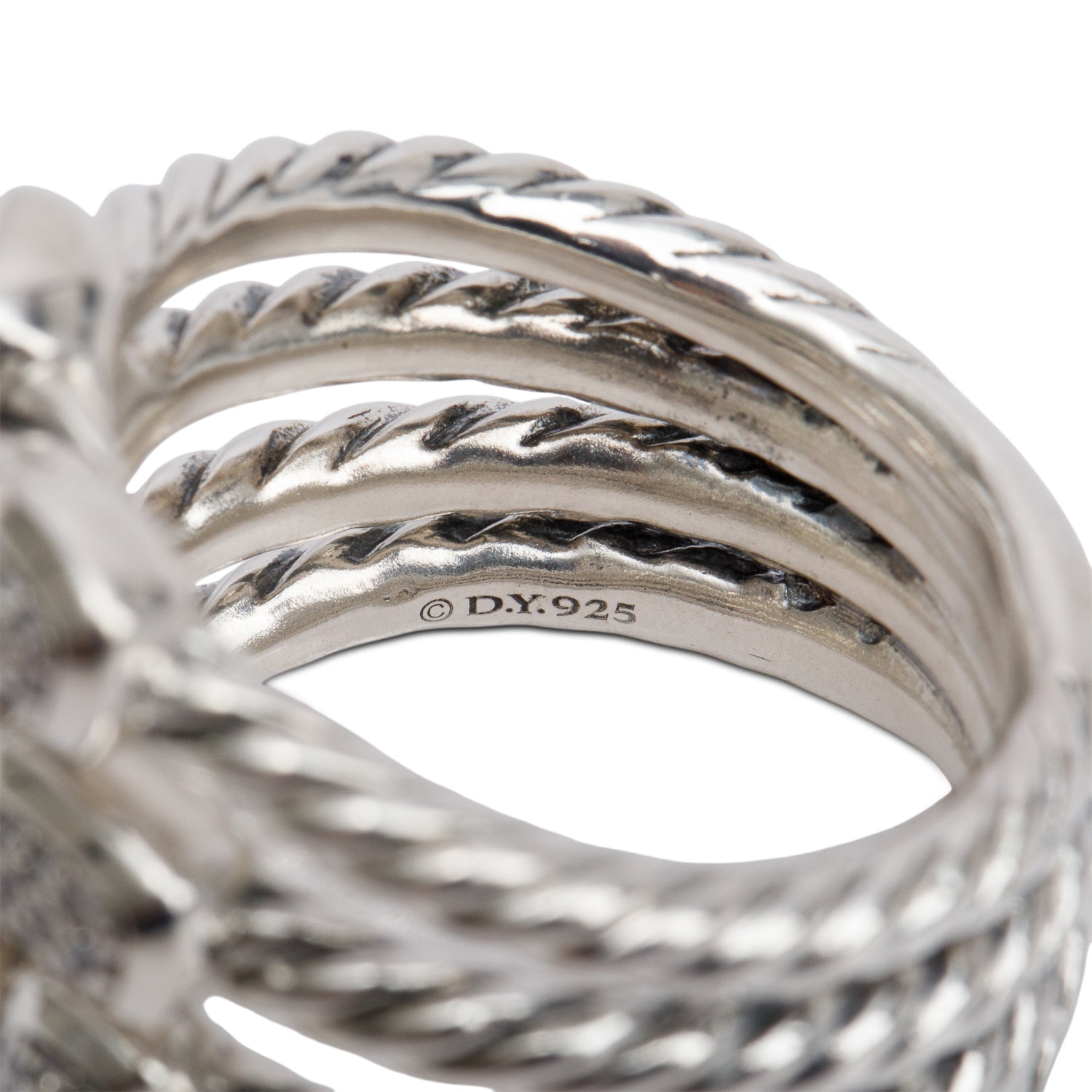 David Yurman Sterling Silver Diamond Confetti Four-Row Ring, Size 6.75