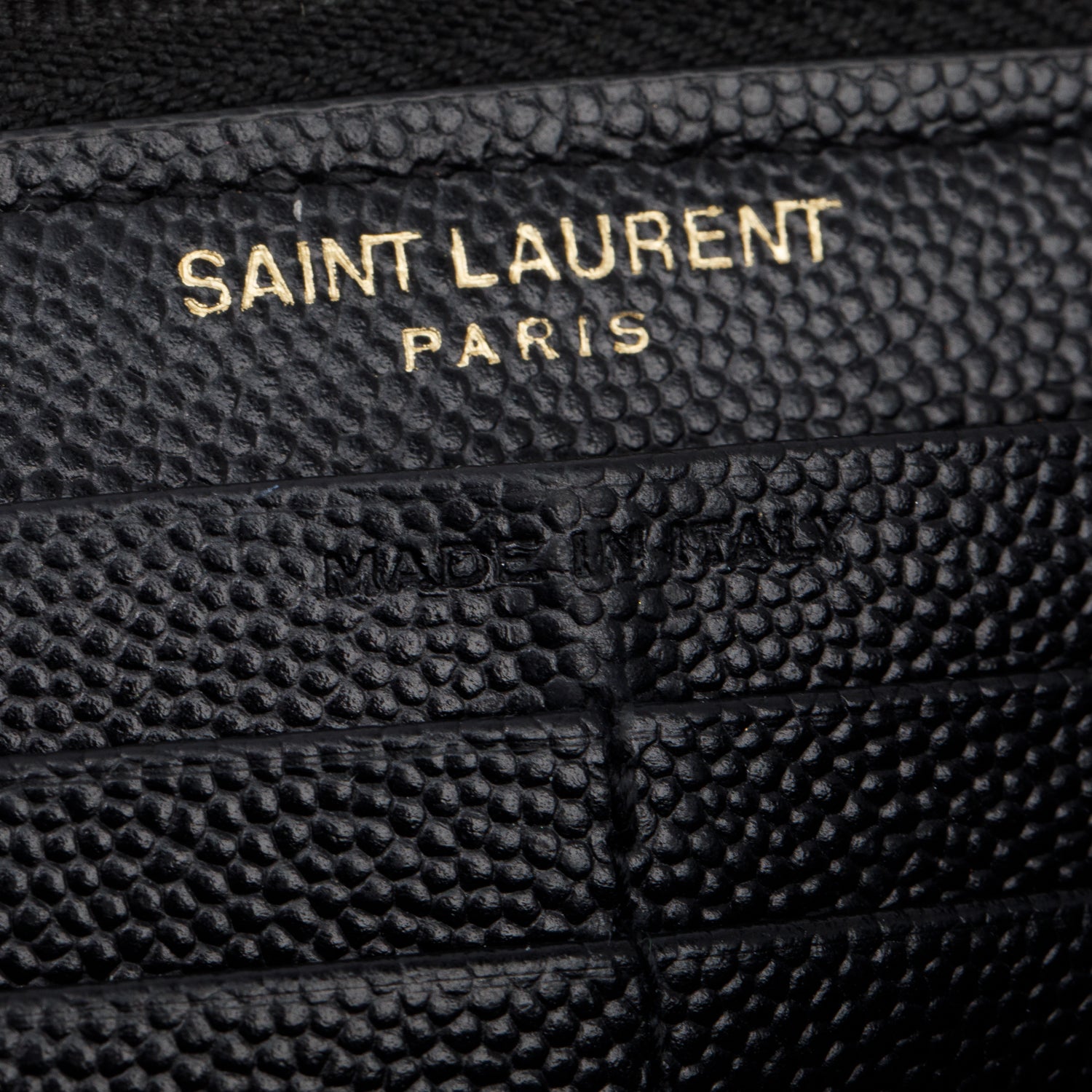 Saint Laurent Black Grained De Poudre Cassandre Matelasse Zip Around Wallet