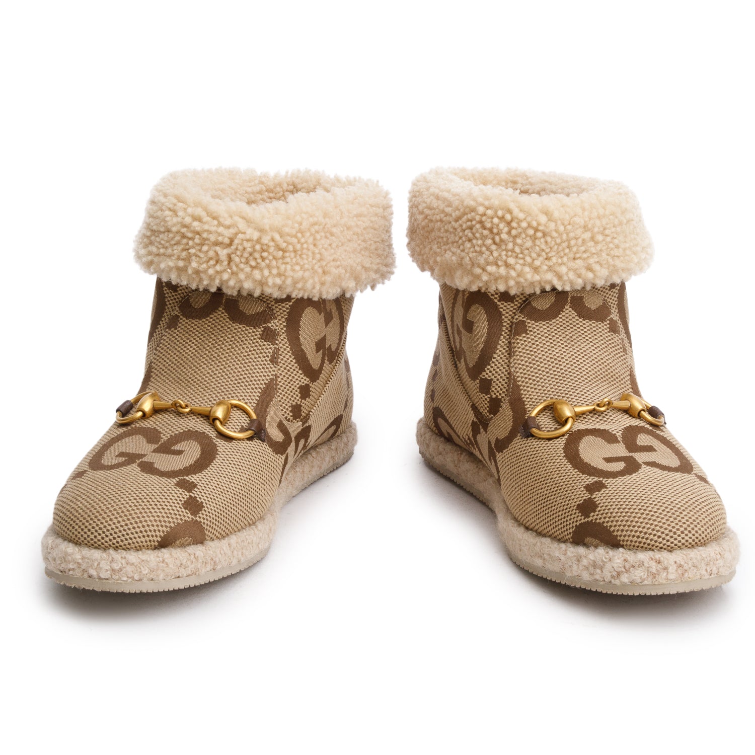 Gucci Beige Jumbo GG Wool Ankle Boots, Size 39 w/ Box