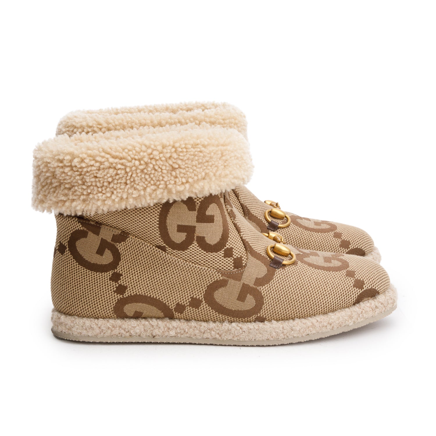 Gucci Beige Jumbo GG Wool Ankle Boots, Size 39 w/ Box