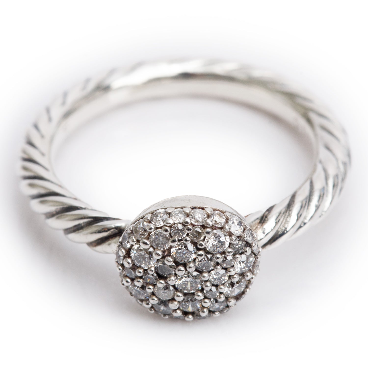 David Yurman Sterling Silver Diamond Petite Cable Ring, Size 4