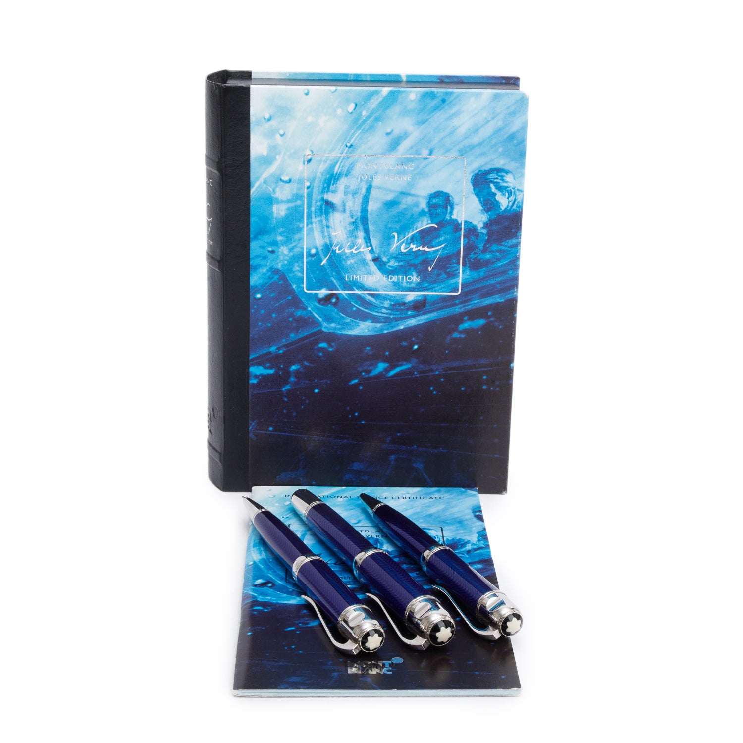 Montblanc Limited Edition Writer's Edition Jules Vernes 3 Piece Set Fountain Pen, Ballpoint Pen, Mechanical Pencil w/ Box & Papers