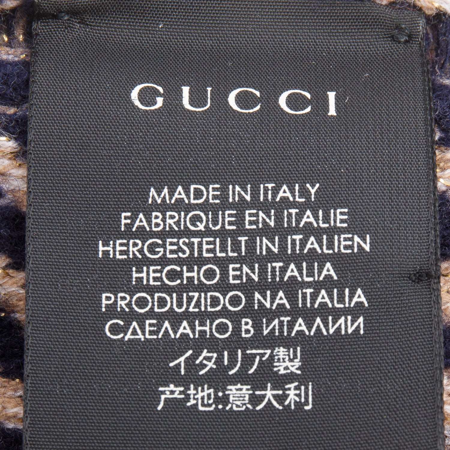 Gucci Navy Gold Wool Monogram GG Scarf w/ Box