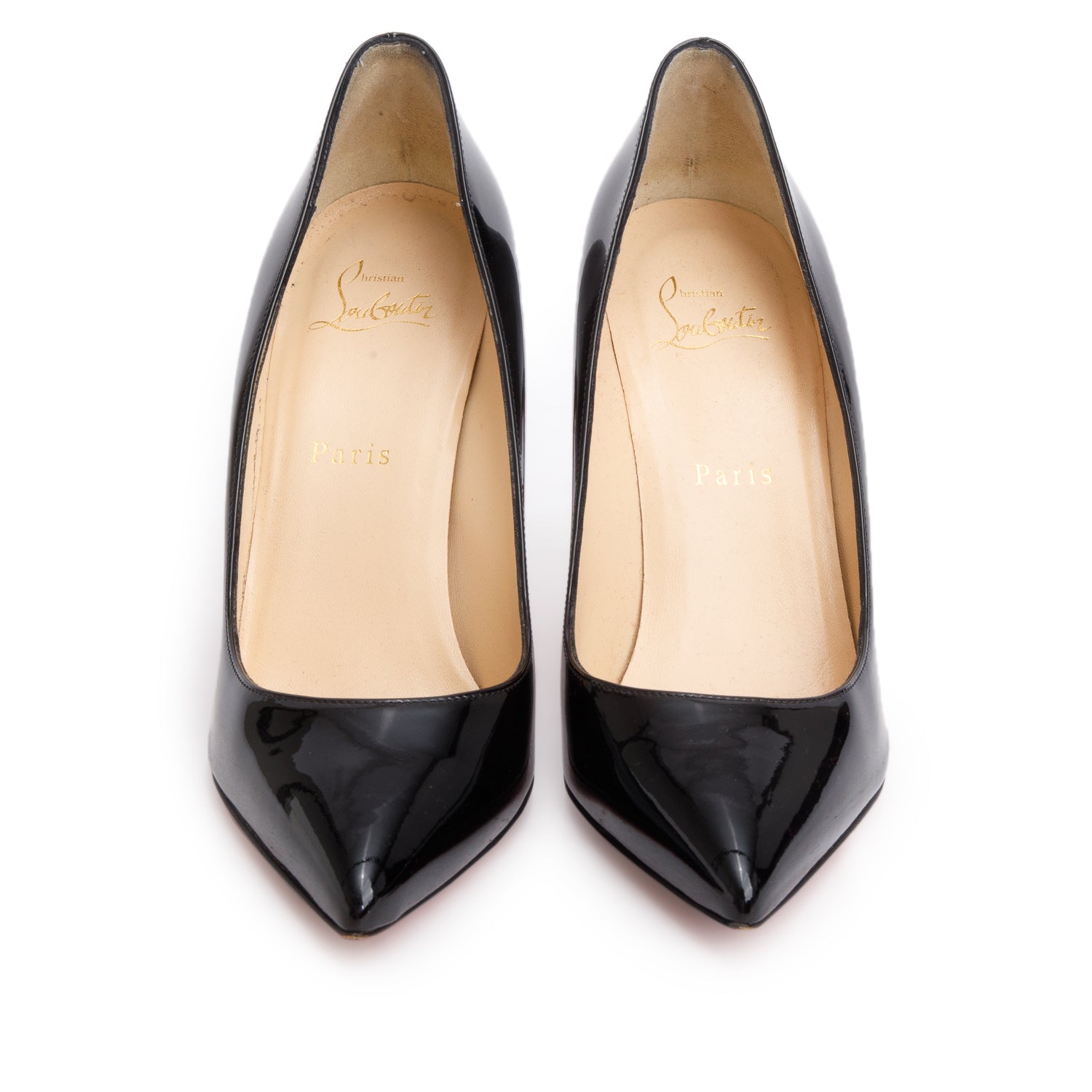 Christian Louboutin Black Patent Leather Pigalle 100, Size 38.5 w/ Box & Receipt
