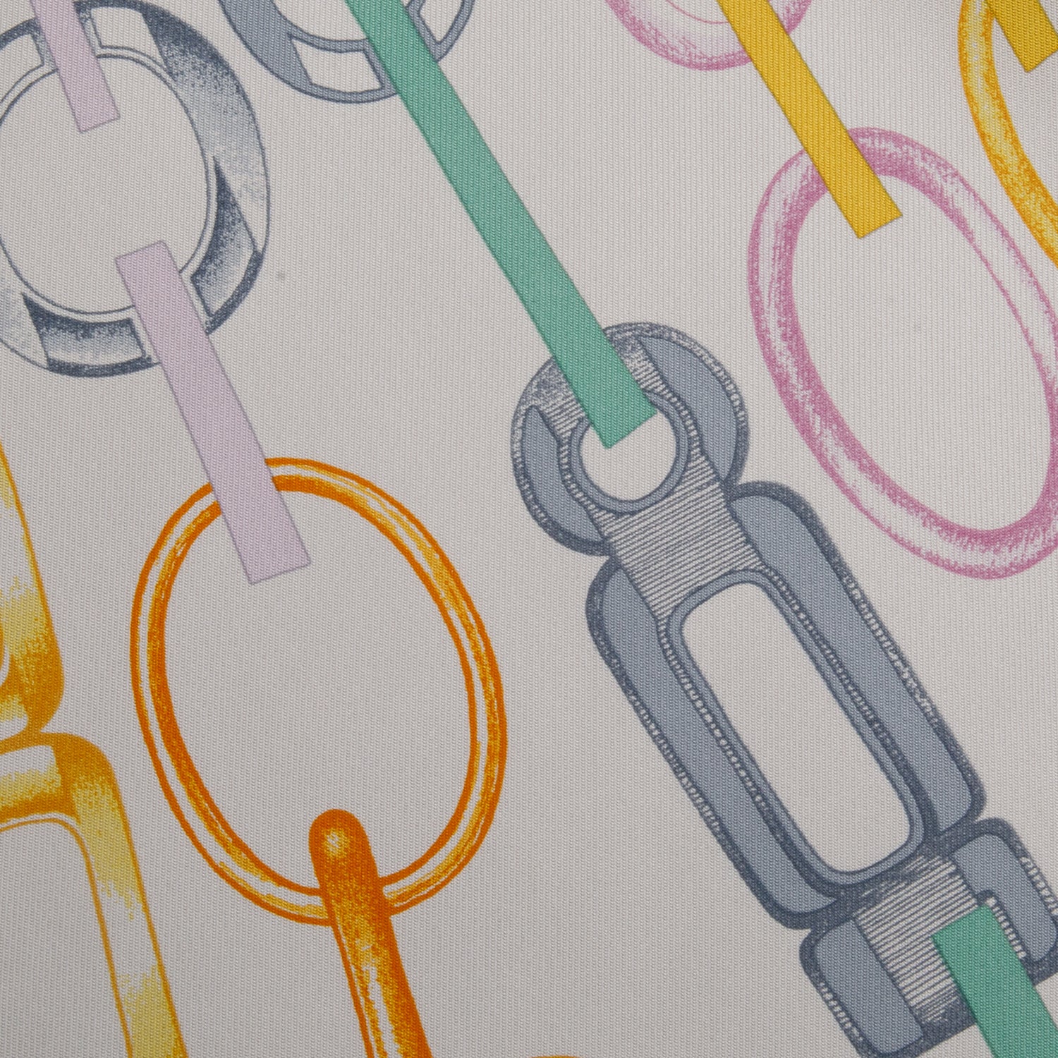 Hermes Grey Multicolor 'Do Re Boucles' Silk Scarf 90 w/ Box