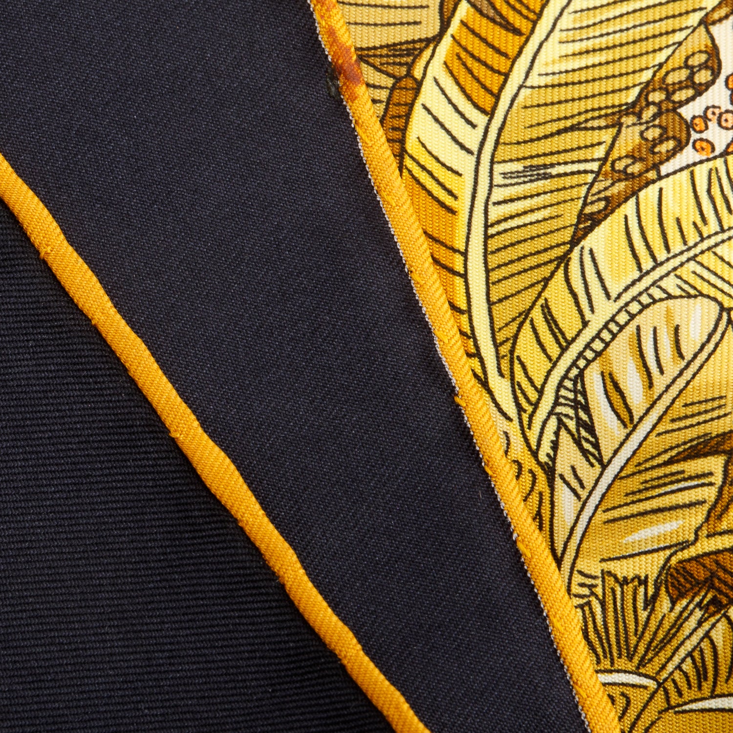 Hermes Black/Yellow 'Jardins D'Hiver' Silk Scarf 90 w/ Box