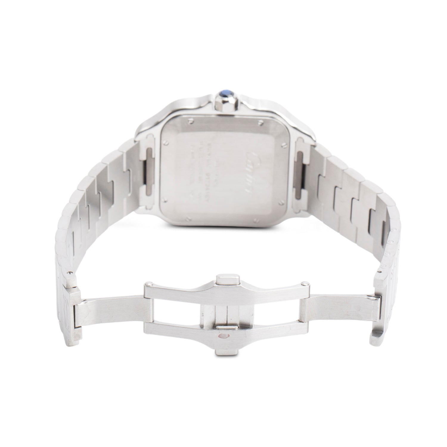 Cartier Stainless Steel Santos de Cartier Automatic Watch, Large Model Blue Dial 4072 w/ Box & Papers