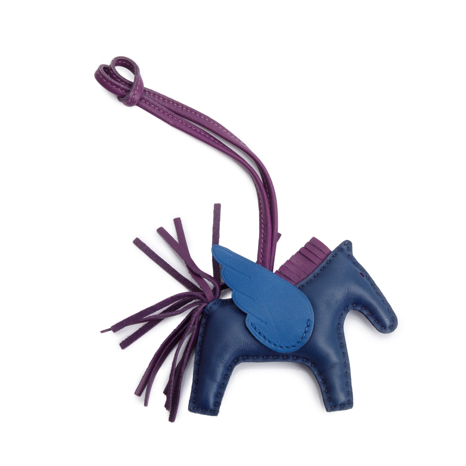 Hermes 2021 Bleu Nuit, Bleu France, Ultraviolet Milo Lambskin Grigri Rodeo Pegase Hose Bag Charm PM