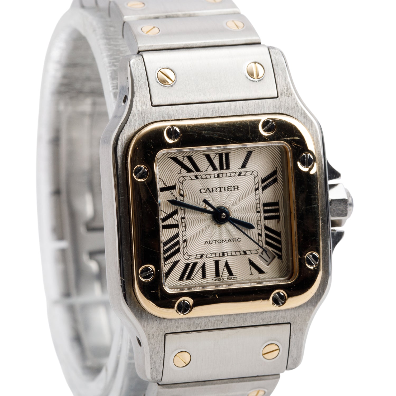 Cartier Stainless Steel & 18k Yellow Gold Santos de Cartier Carree Automatic Watch, Small Model 2423 w/ Box