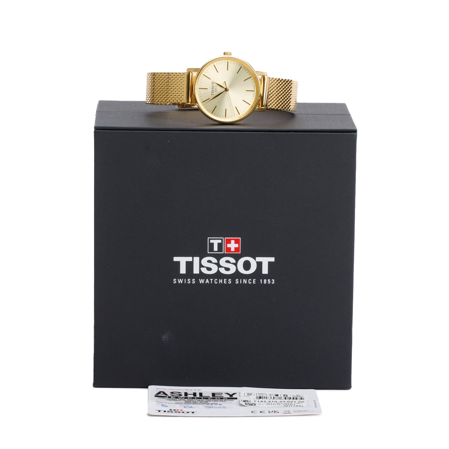 Tissot 2023 Gold Plated Stainless Steel Everytime Swissmatic 34 MM Quartz Watch w/ Box & Papers
