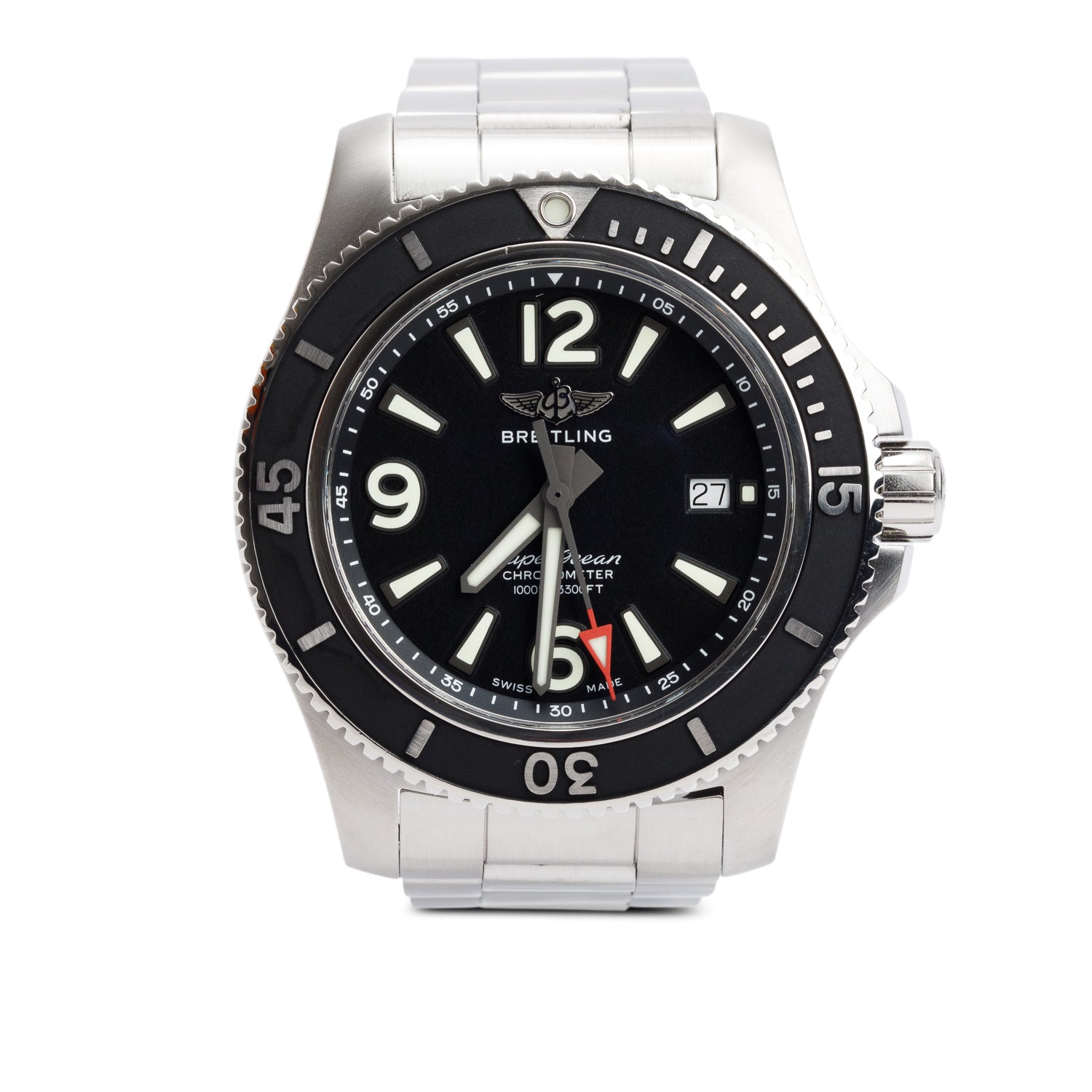Breitling Stainless Steel Superocean 44 MM Automatic Watch Black Dial A17367
