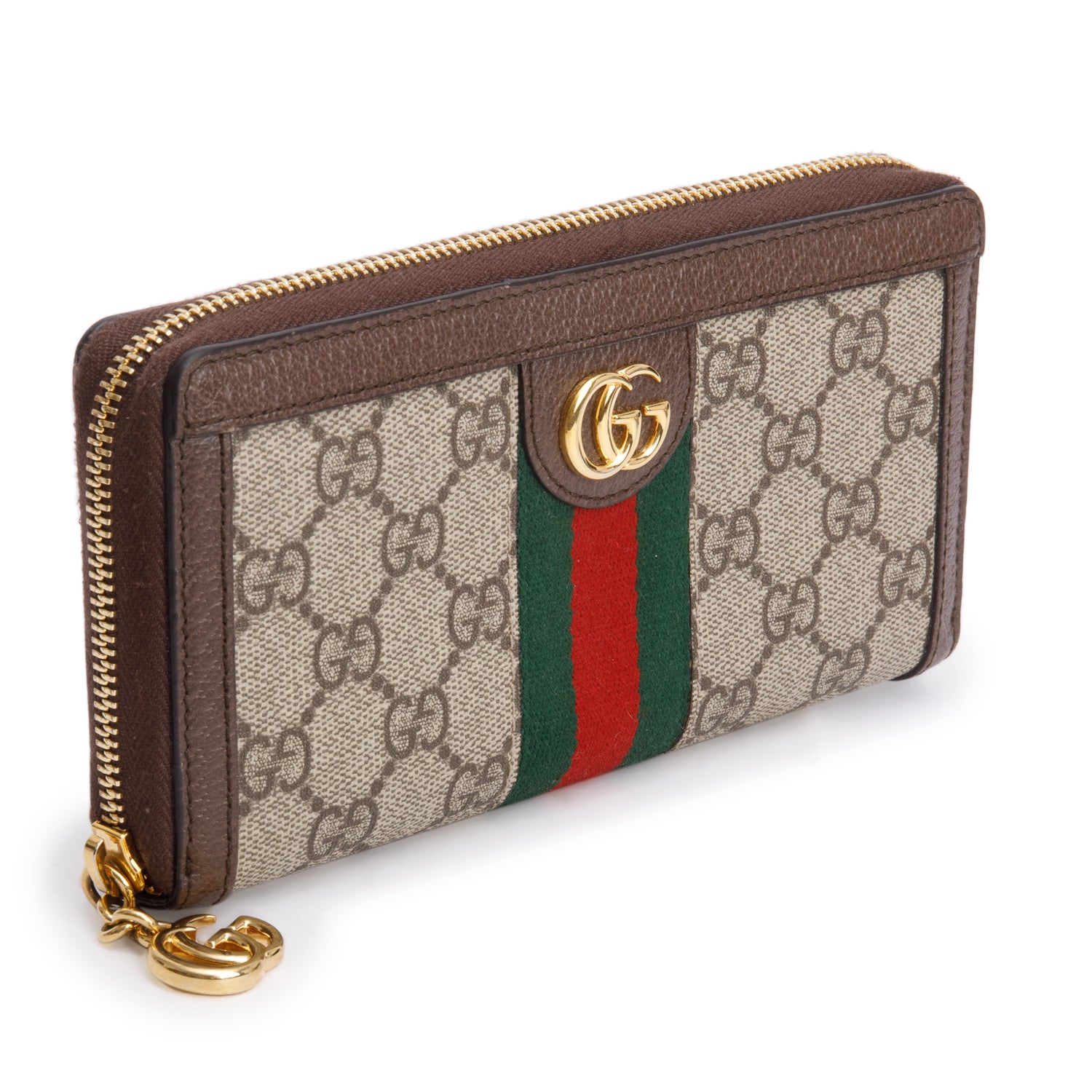 Gucci GG Supreme Web Ophidia Zip Around Wallet