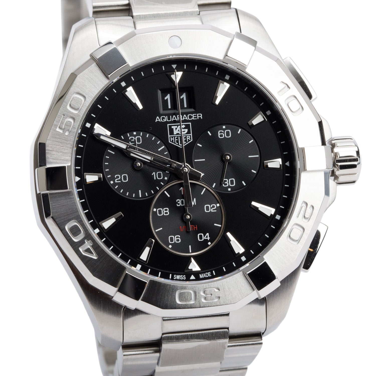 Tag Heuer Stainless Steel Aquaracer 43 MM Chronograph Watch CAY1110-0 w/ Box & Papers