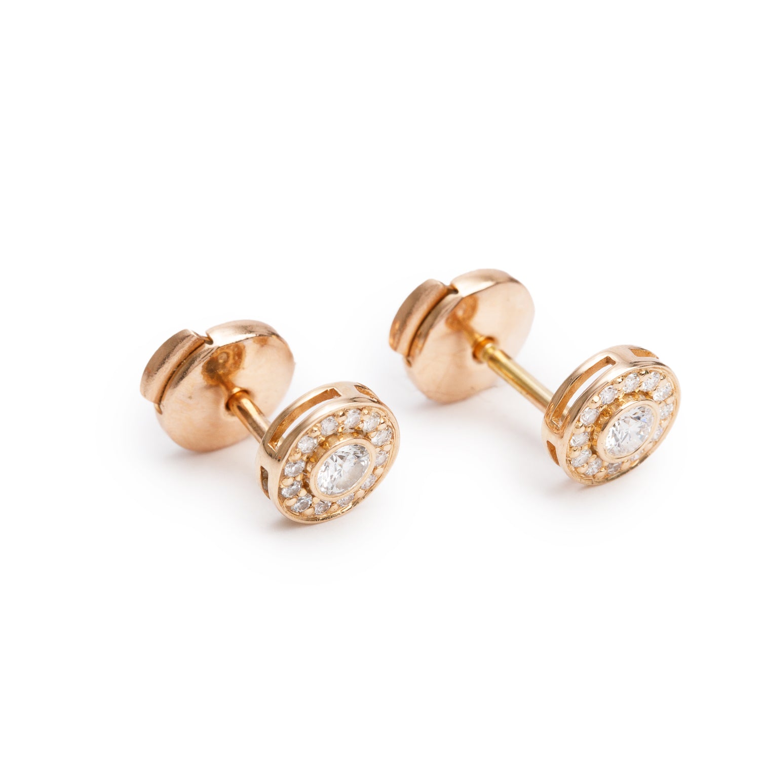 Tiffany & Co. 18k Rose Gold Diamond Circlet Stud Earrings w/ Box