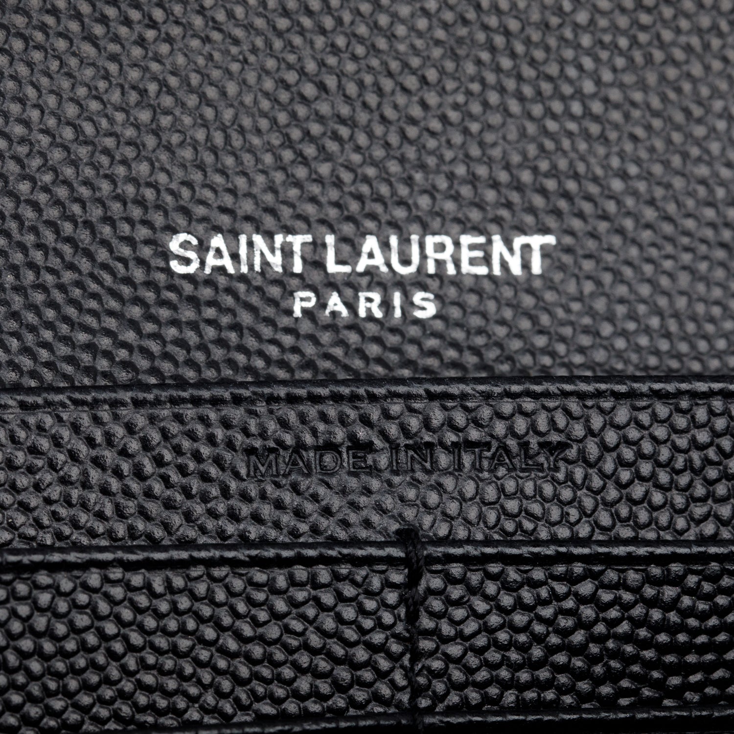 Saint Laurent Black Grain de Poudre Matelasse Chevron Monogram Flap Wallet