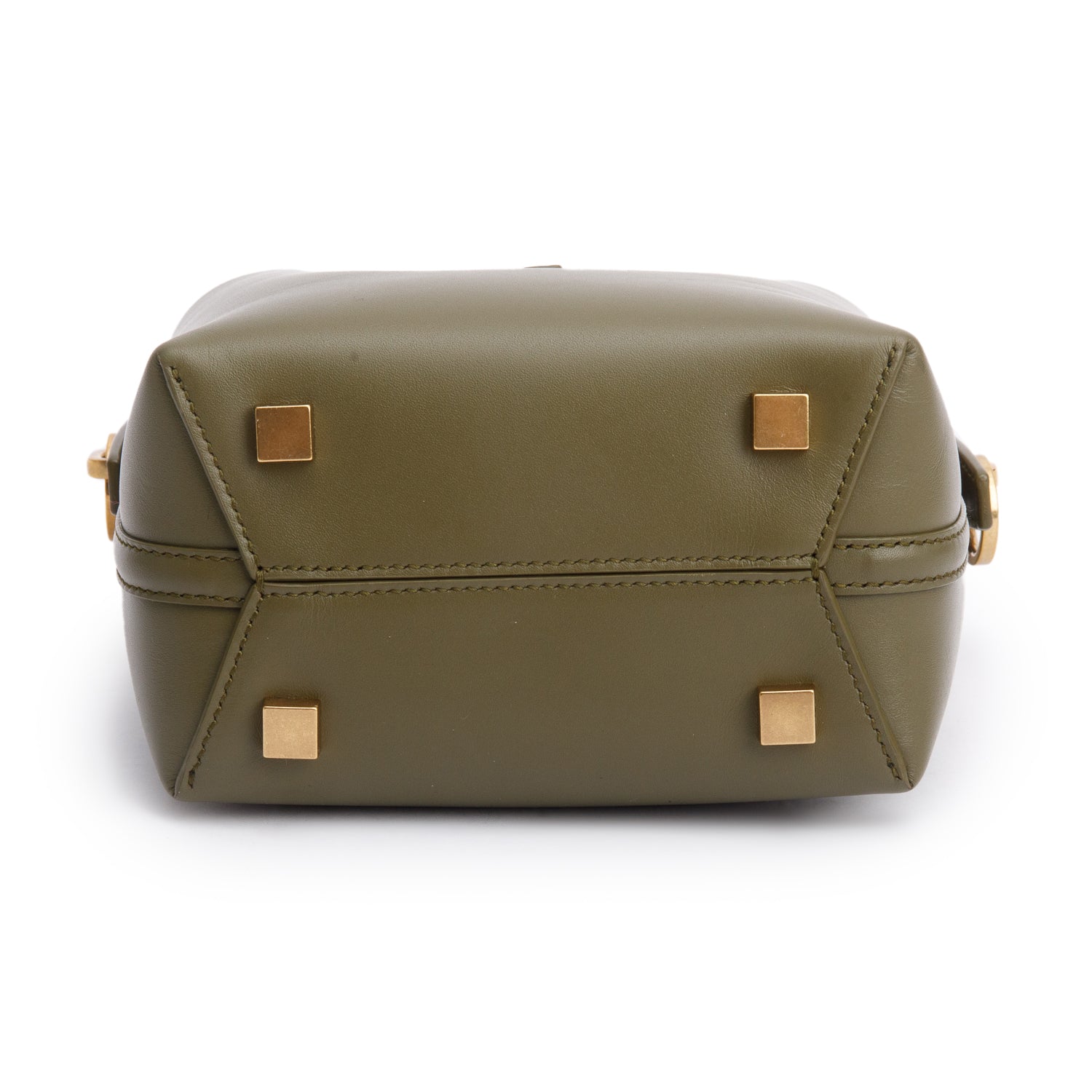 Saint Laurent 2024 Olive Shiny Calfskin Le 37 Mini Bucket Bag w/ Strap