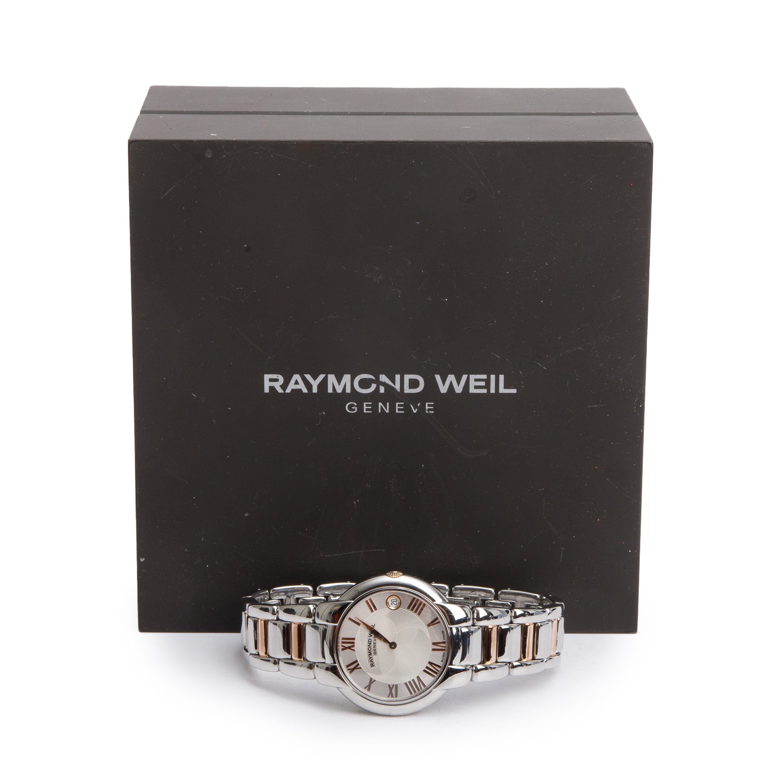 Raymond Weil Stainless Steel & Rose Gold PVD Jasmine 35 MM Quartz Watch Silver Dial 5235 w/ Box