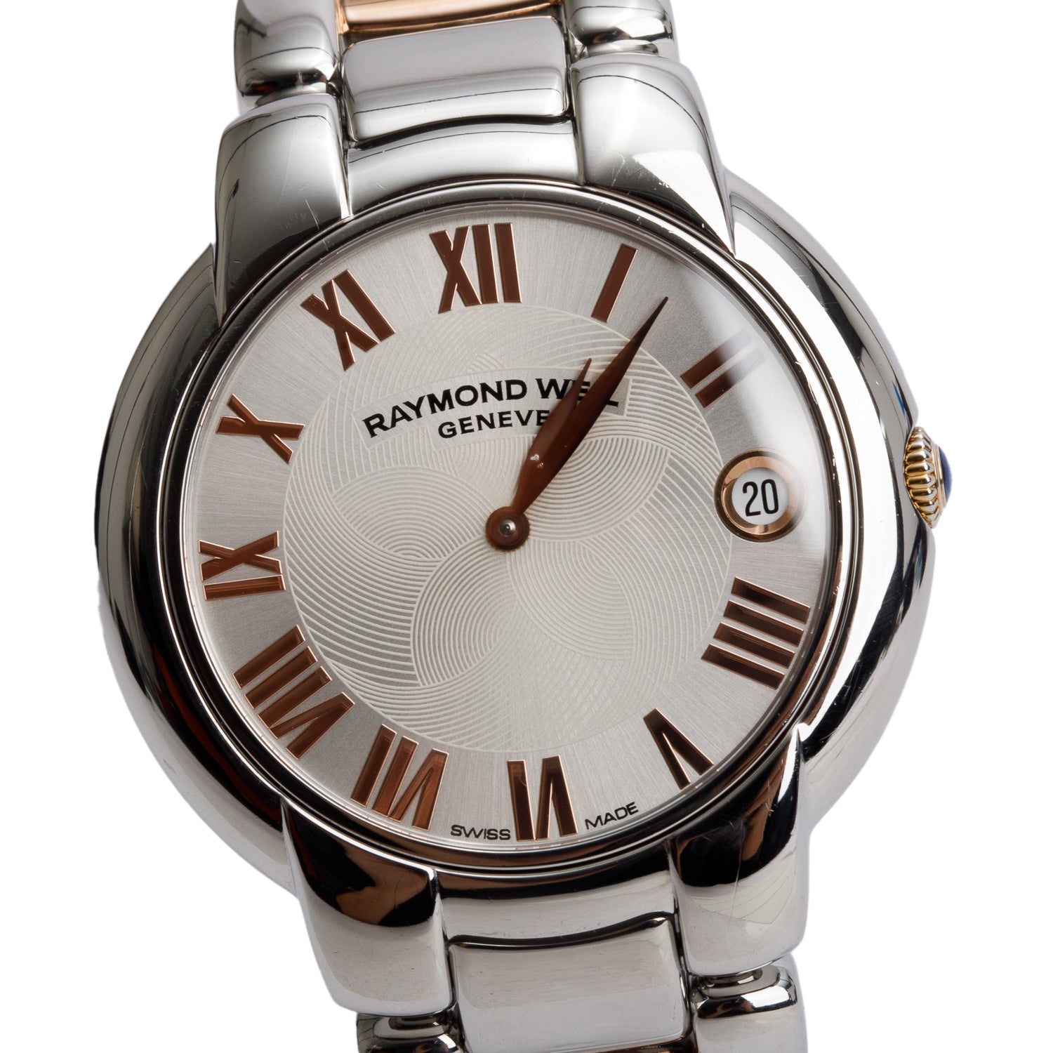 Raymond Weil Stainless Steel & Rose Gold PVD Jasmine 35 MM Quartz Watch Silver Dial 5235 w/ Box