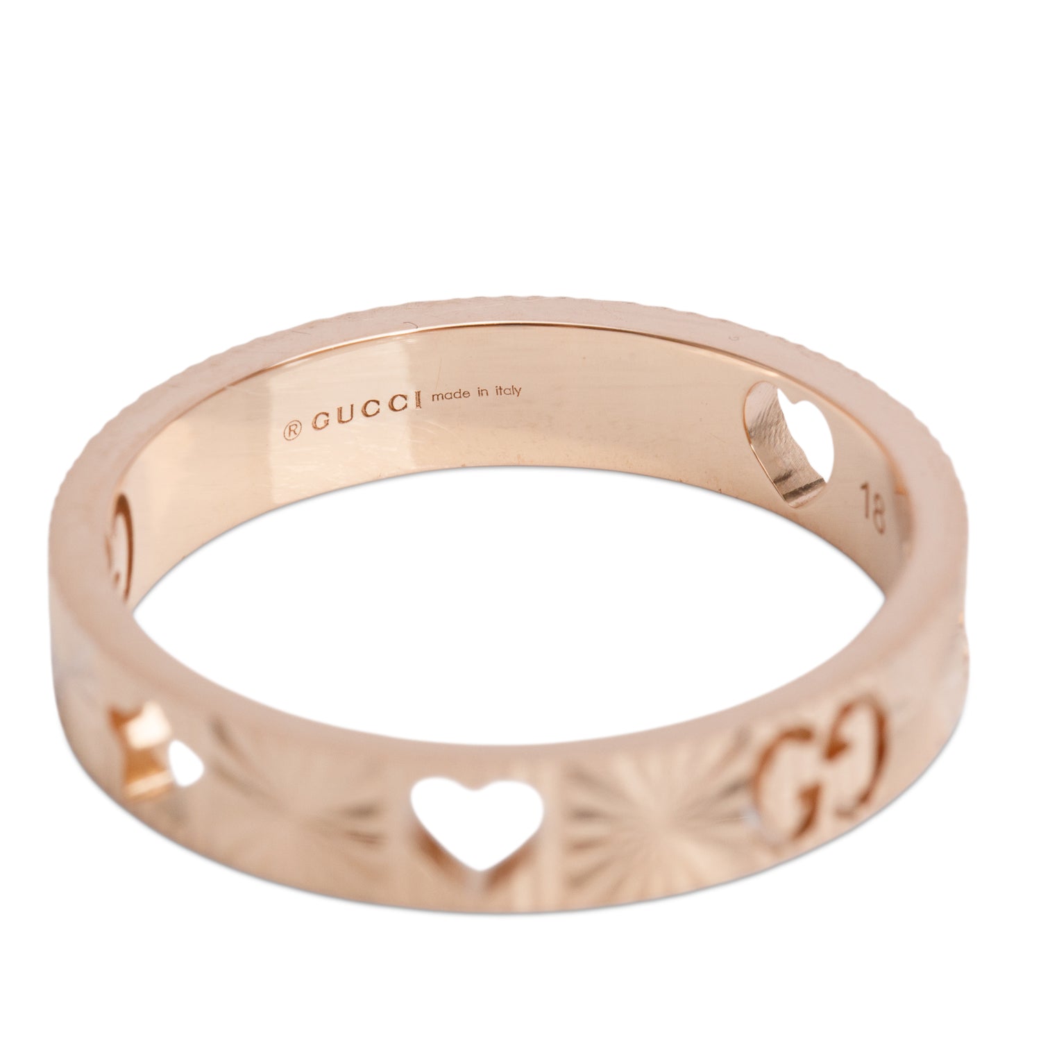 Gucci 18k Rose Gold Icon Cosmogonie Star and Heart Ring, Size 18 8.25