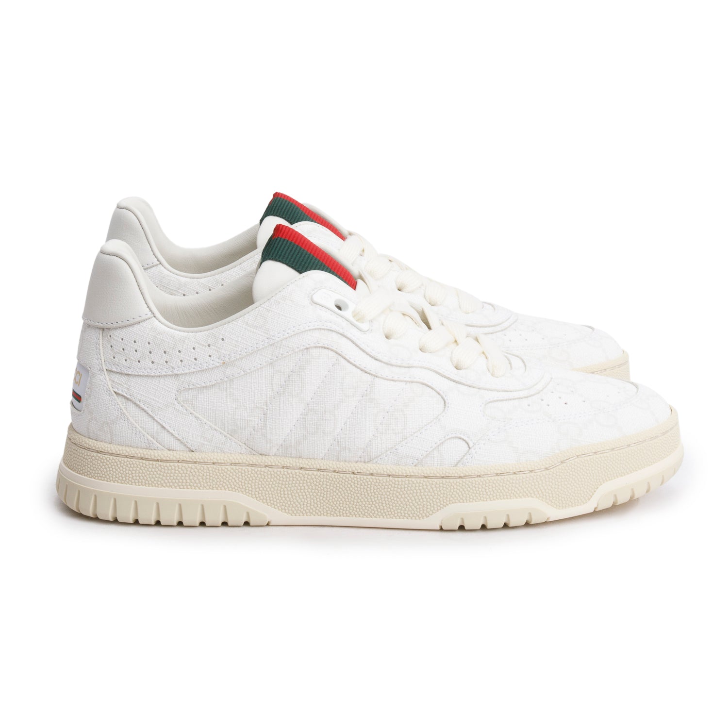 Gucci GG Supreme Monogram Leather Re-Web Sneakers, Size 38 w/ Box