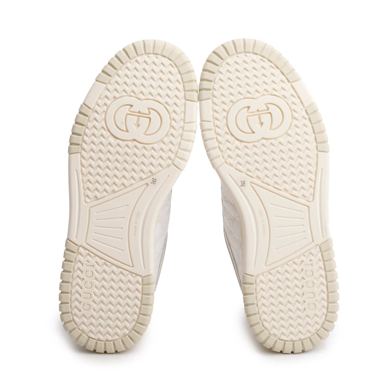 Gucci GG Supreme Monogram Leather Re-Web Sneakers, Size 38 w/ Box