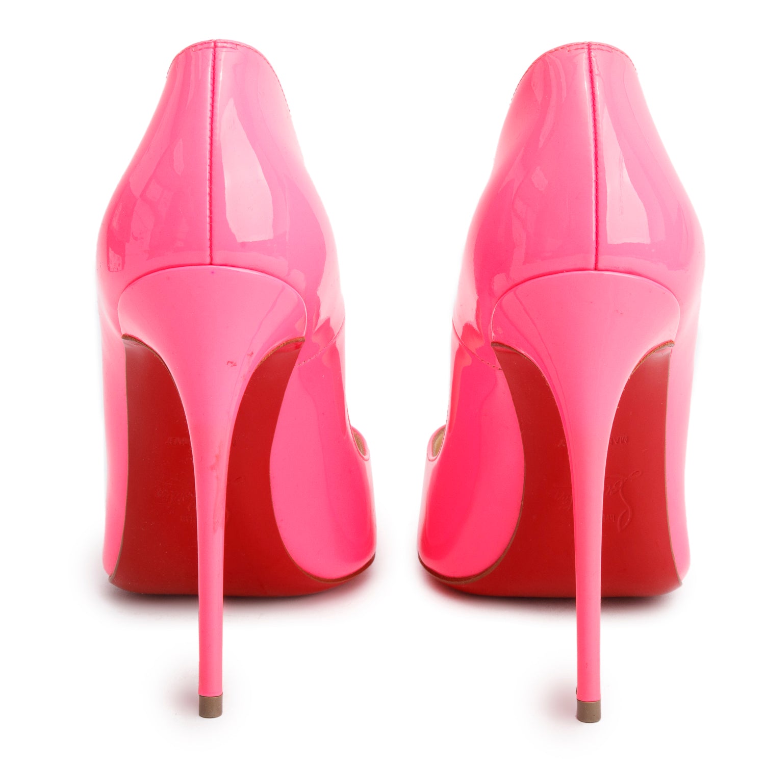 Christian Louboutin Pink Patent Leather Pigalle Follies 100 Pumps, Size 37 w/ Box