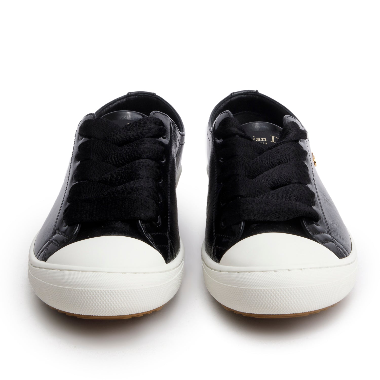 Christian Dior Black Patent Leather Dior Lucky Sneakers, Size 36 w/ Box