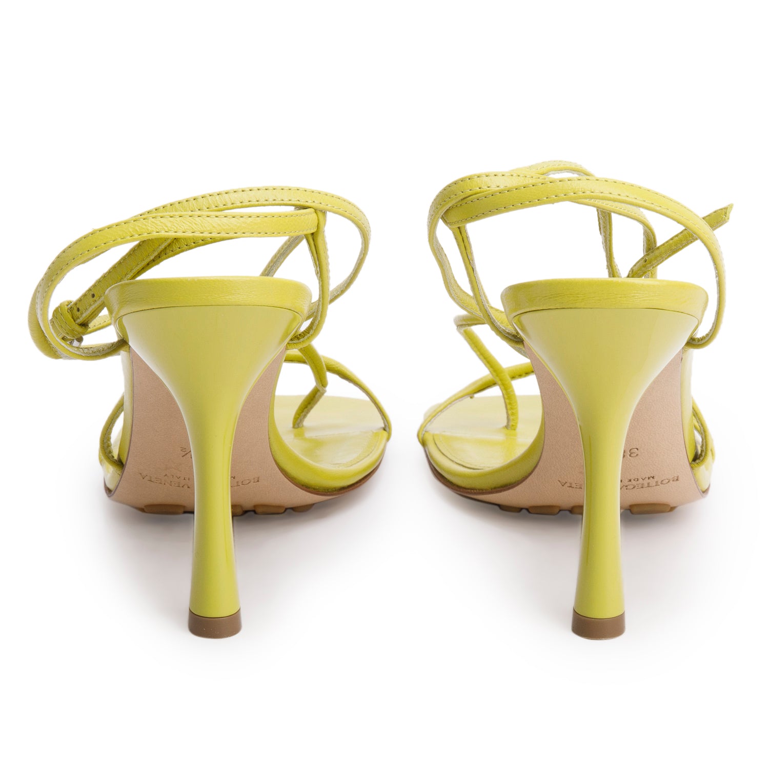Bottega Veneta Green Nappa Stretch Multi Strap Sandals, Size 38.5 w/ Box