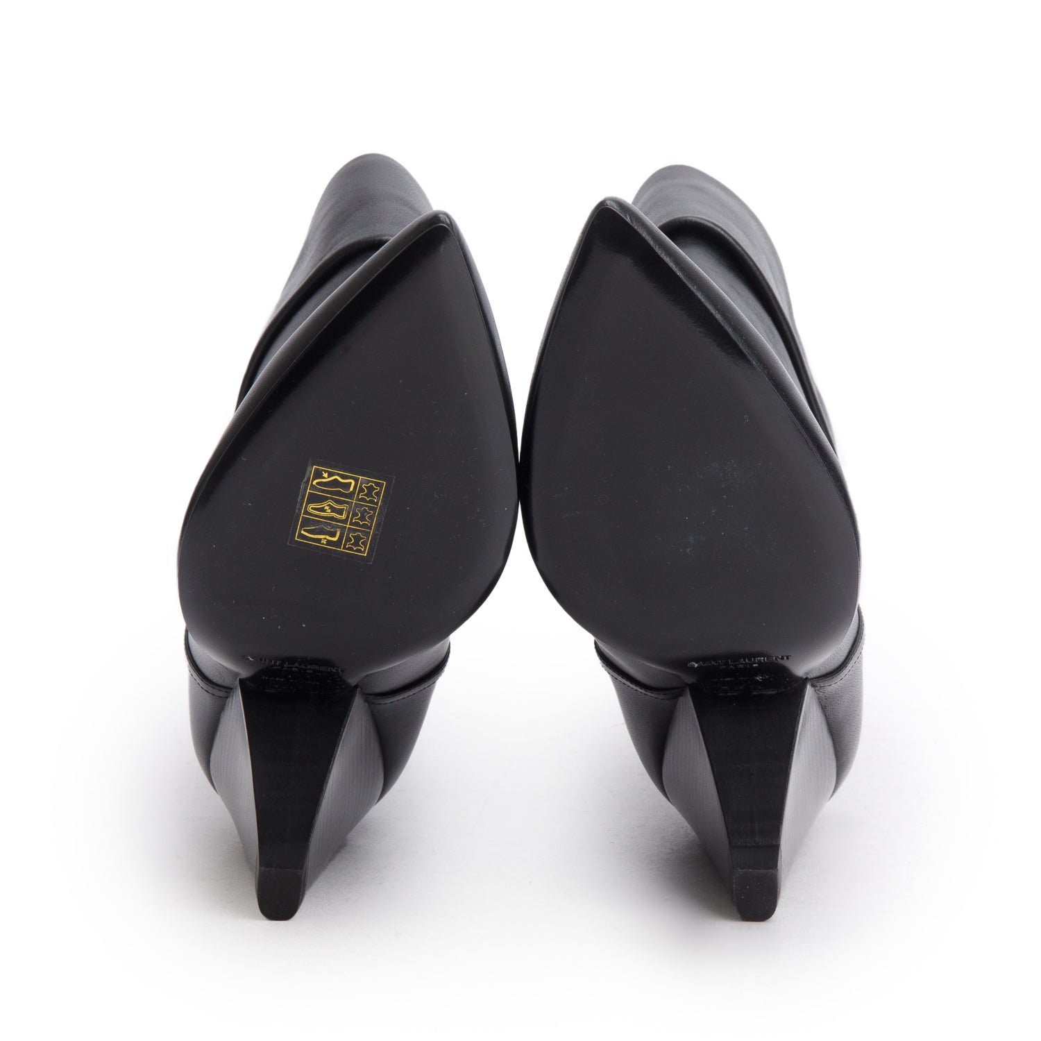 Saint Laurent Black Calfskin Niki 85 Wedge Booties, Size 38.5 w/ Box