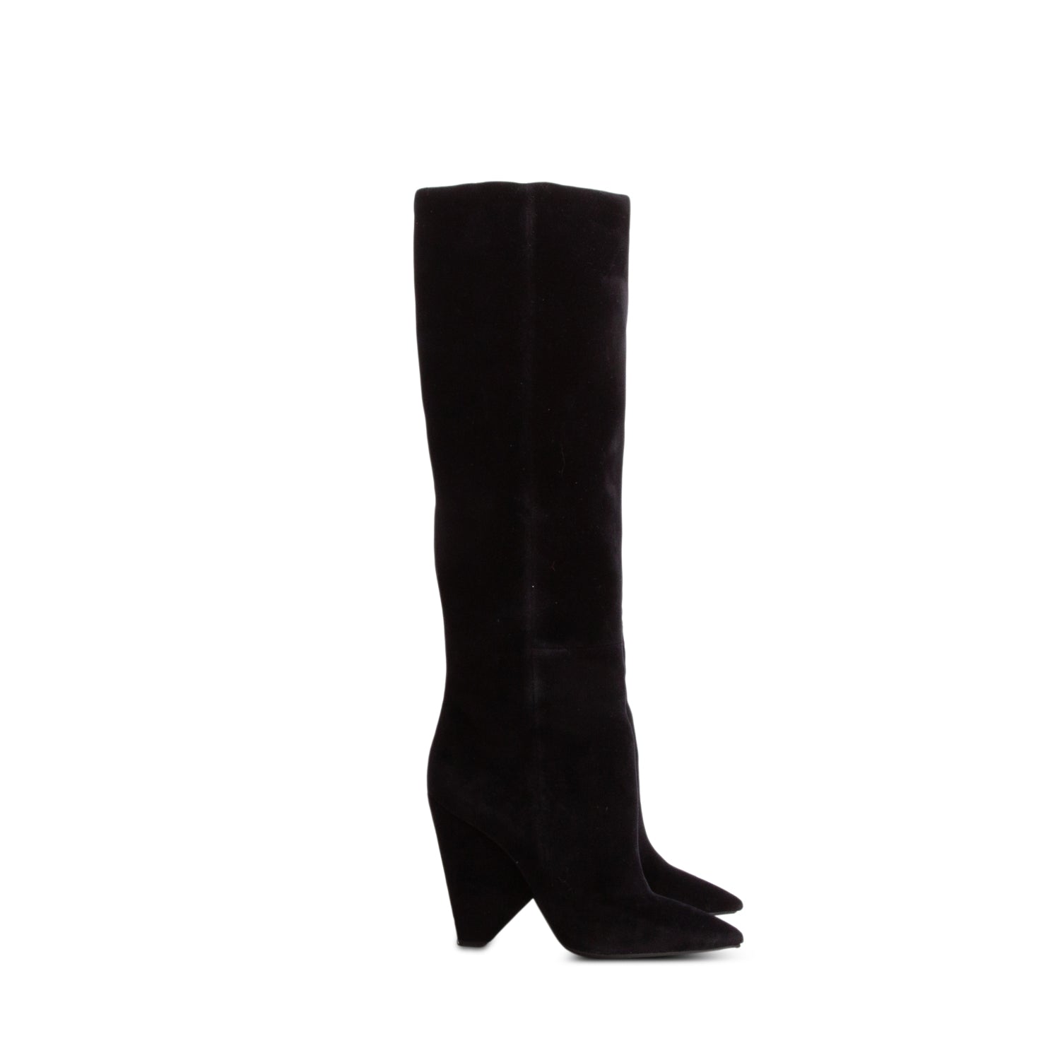 Saint Laurent Black Velvet Niki 115 Wedge Over the Knee Boots, Size 39.5 w/ Box