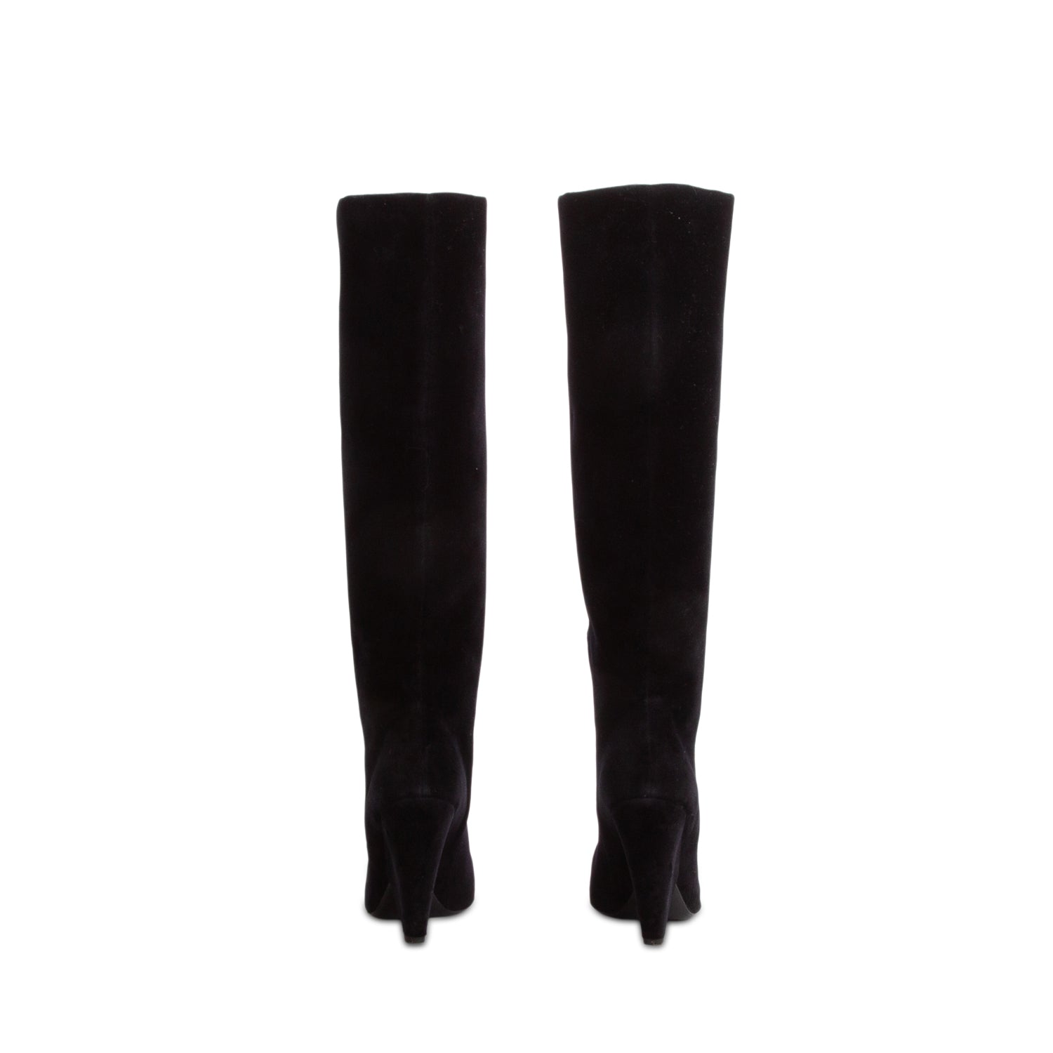 Saint Laurent Black Velvet Niki 115 Wedge Over the Knee Boots, Size 39.5 w/ Box
