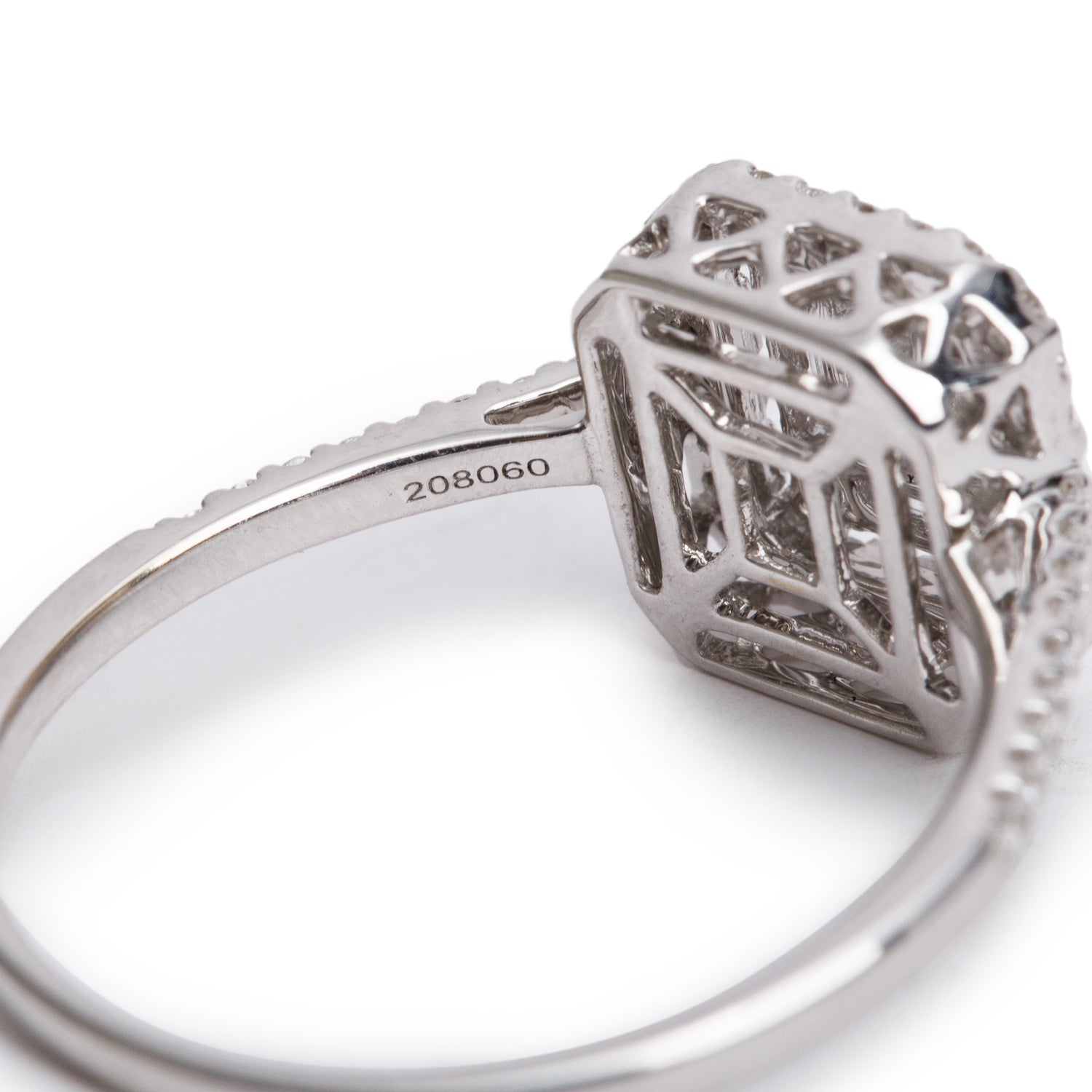 Effy 18k White Gold Diamond Illusion Setting Engagement Ring, Size 6.5