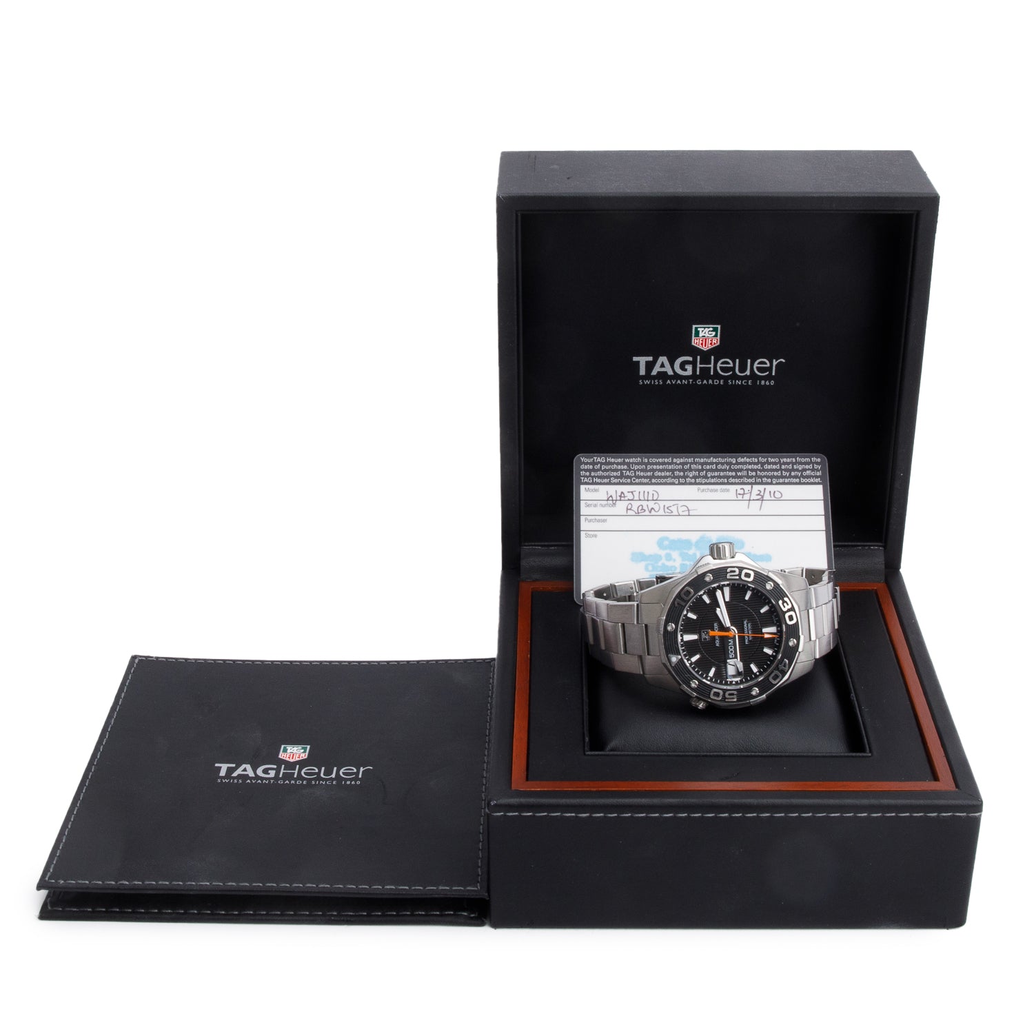 Tag Heuer Stainless Steel Aquaracer 43 mm Quartz Watch Black Dial WAJ1110 w/ Box & Papers