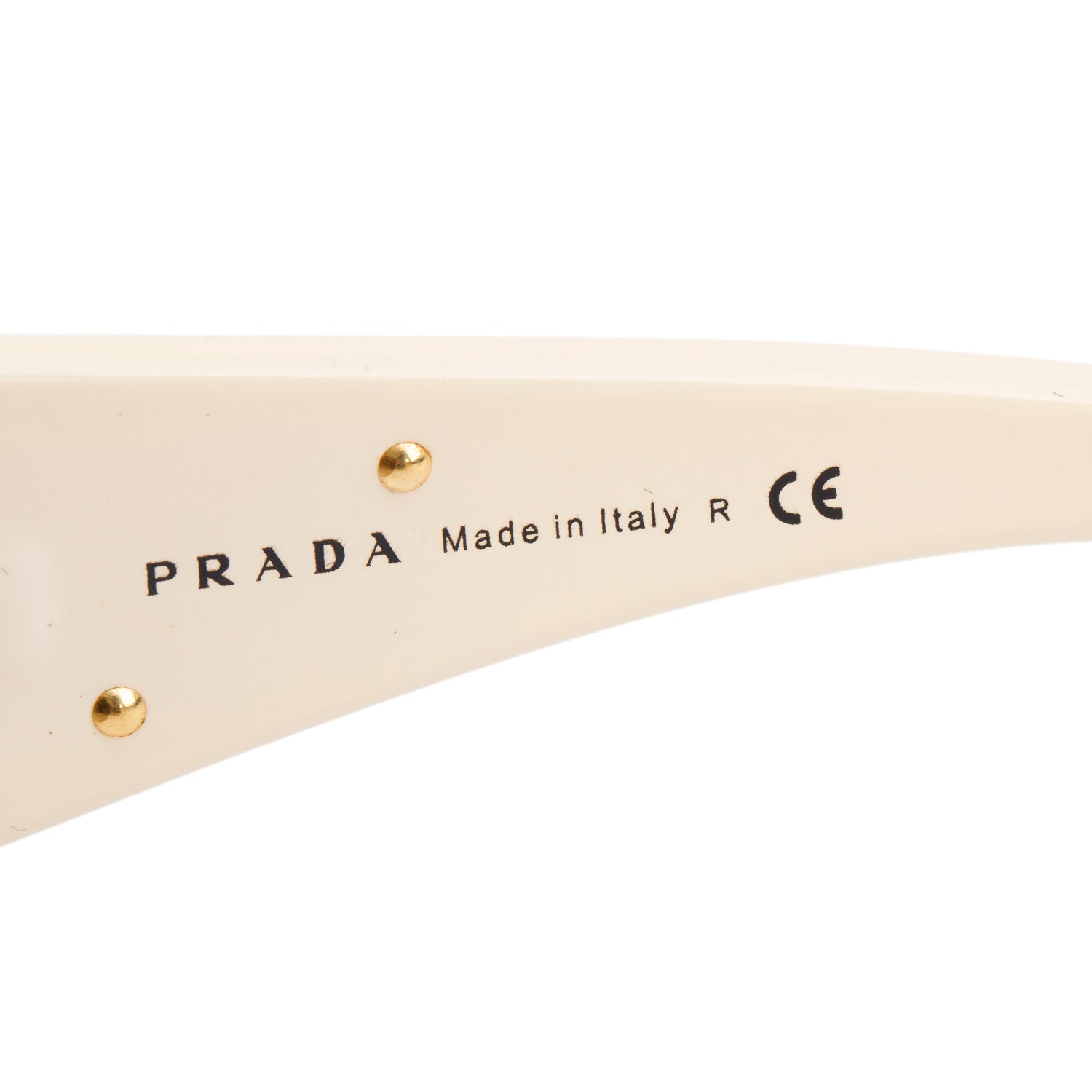 Prada SPR 57L Cream Triangle Logo Shield Sunglasses w/ Case