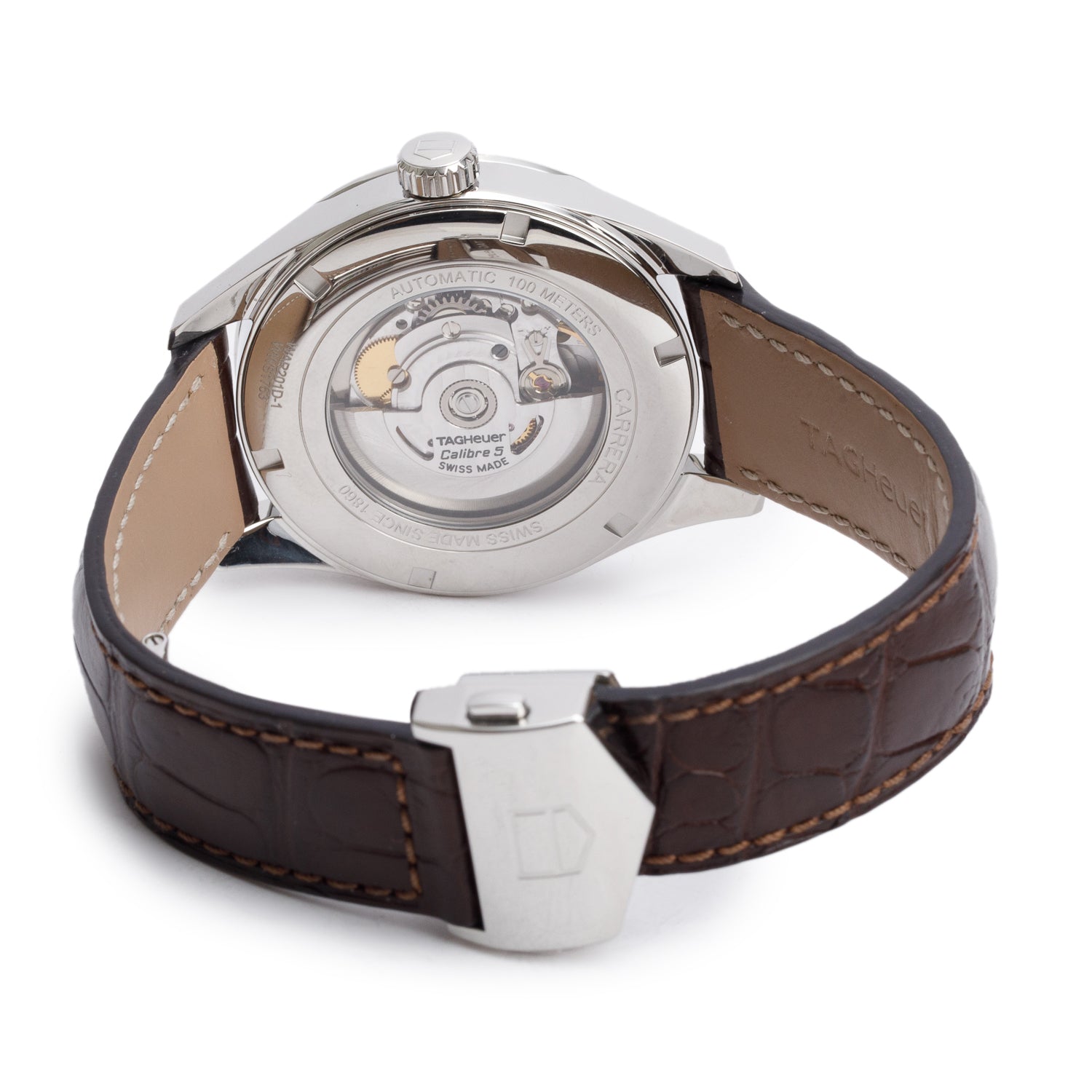 Tag Heuer Stainless Steel Carrera Calibre 5 41 MM Automatic Watch White Dial WAR201D-1 w/ Box & Papers