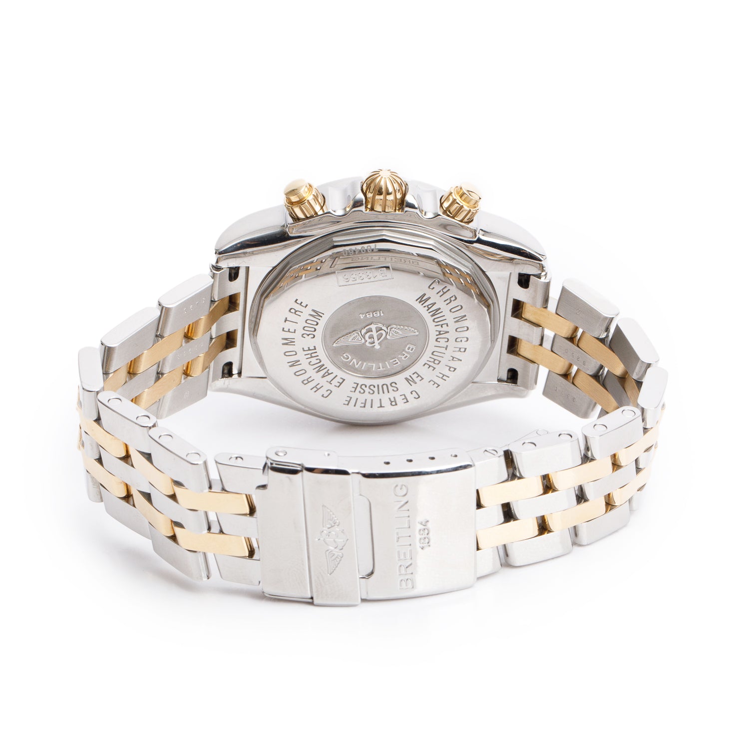 Breitling Stainless Steel & 18k Yellow Gold Chronomat Evolution 44 MM Automatic Chronograph Watch Blue Dial B13356 w/ Box & Papers