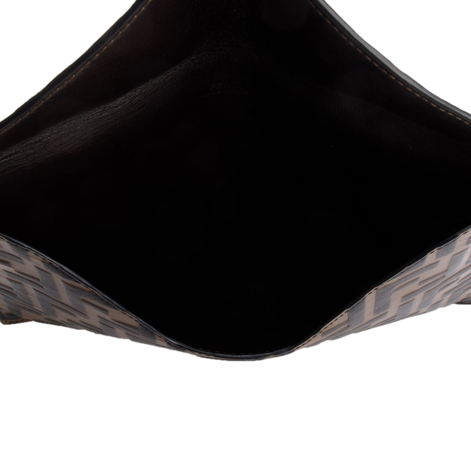 Fendi Brown Vitello Ceylon FF 1974 Embossed FF Diamonds Flat Envelope Pouch w/ Card Holder