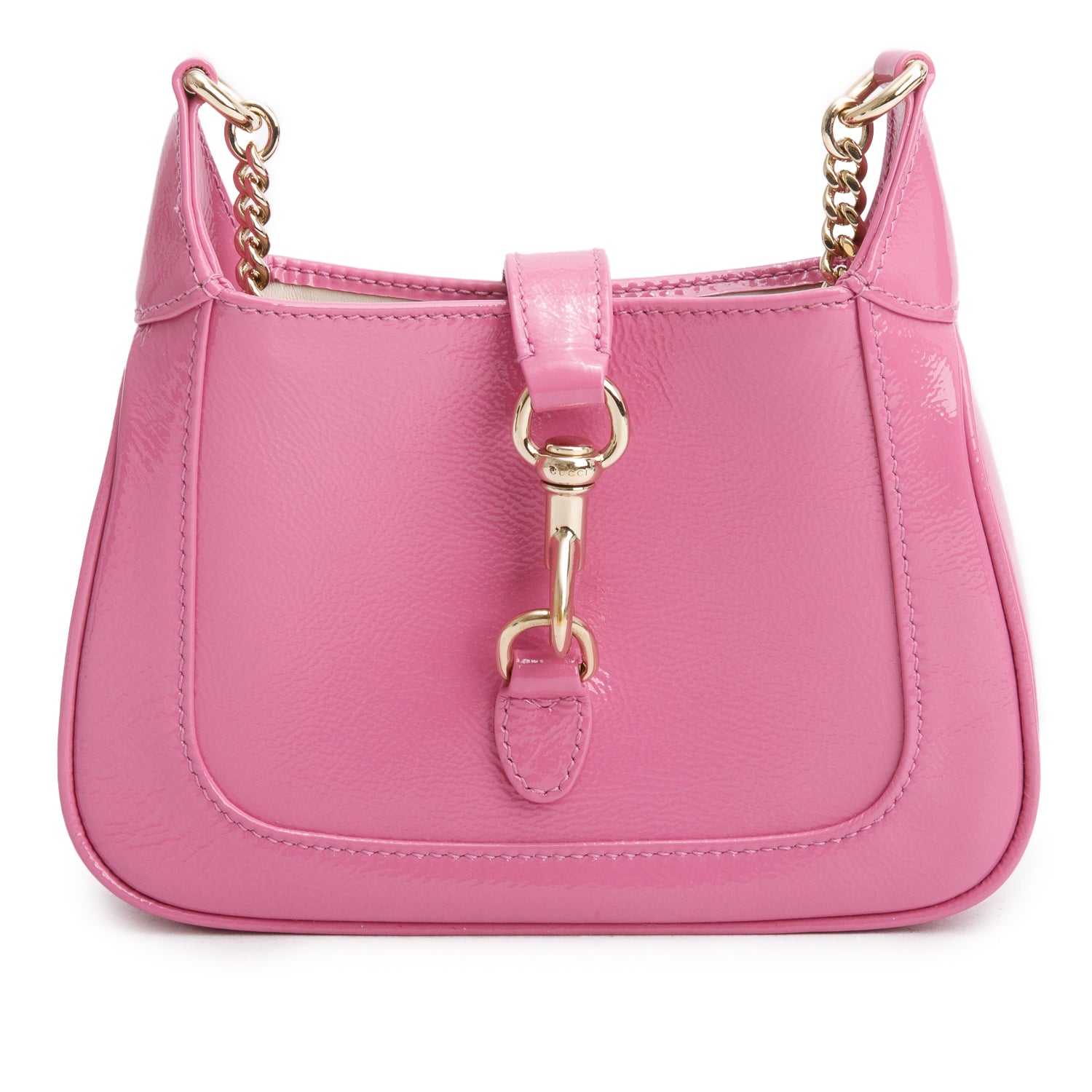 Gucci Pink Crinkled Patent Leather Mini Jackie Notte Bag