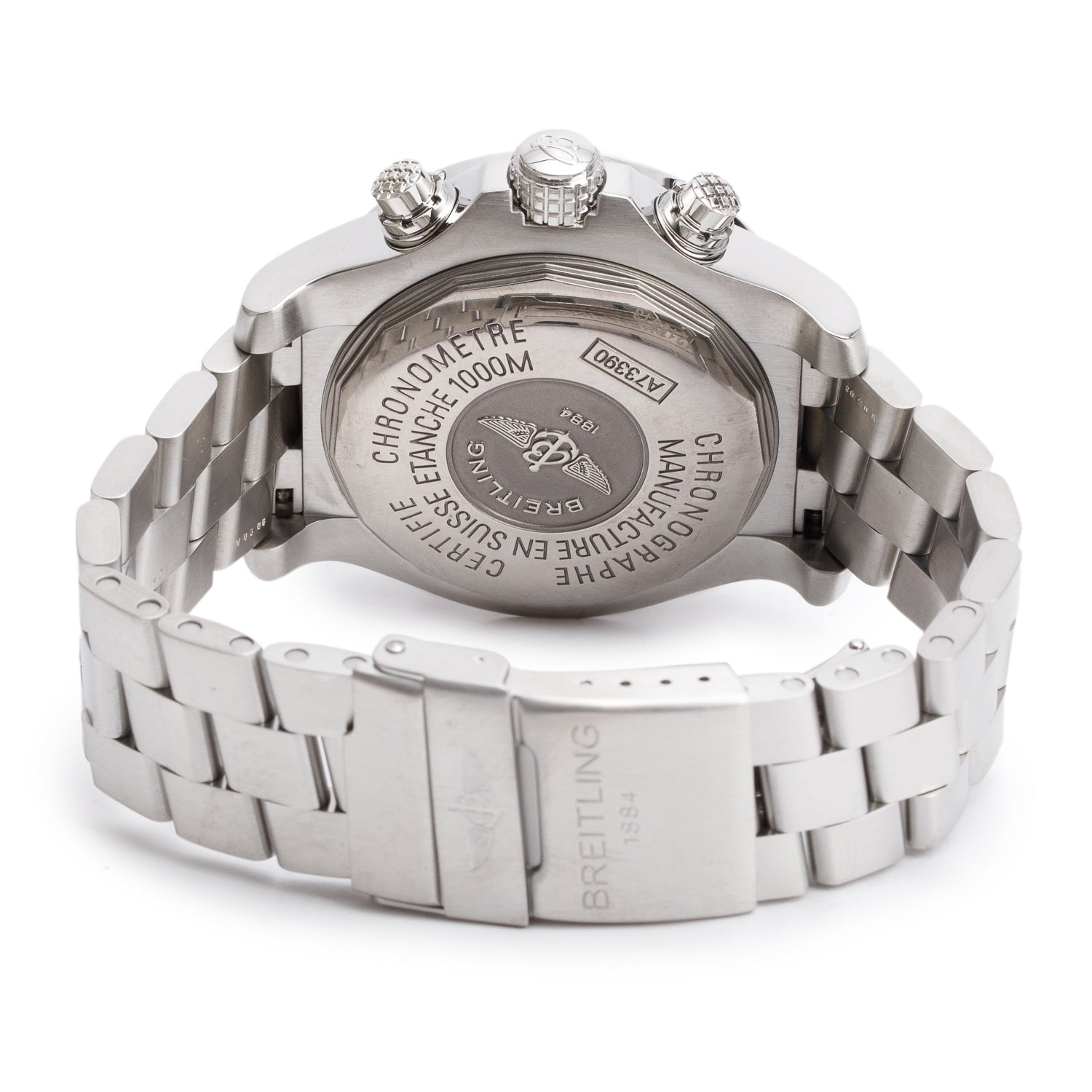 Breitling Stainless Steel Avenger Seawolf 45 MM Automatic Chronograph Watch Black Dial A73390