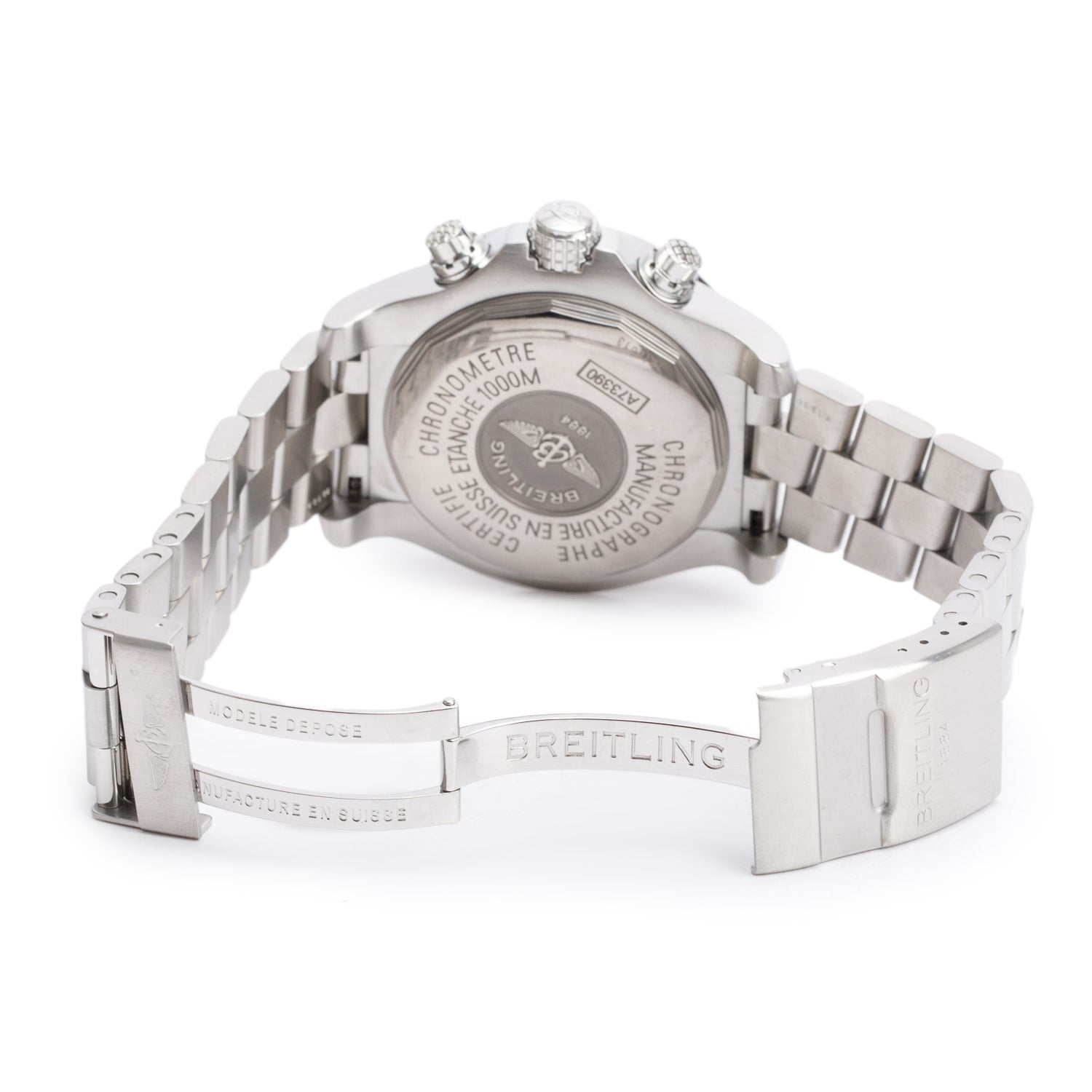 Breitling Stainless Steel Avenger Seawolf 45 MM Automatic Chronograph Watch Black Dial A73390