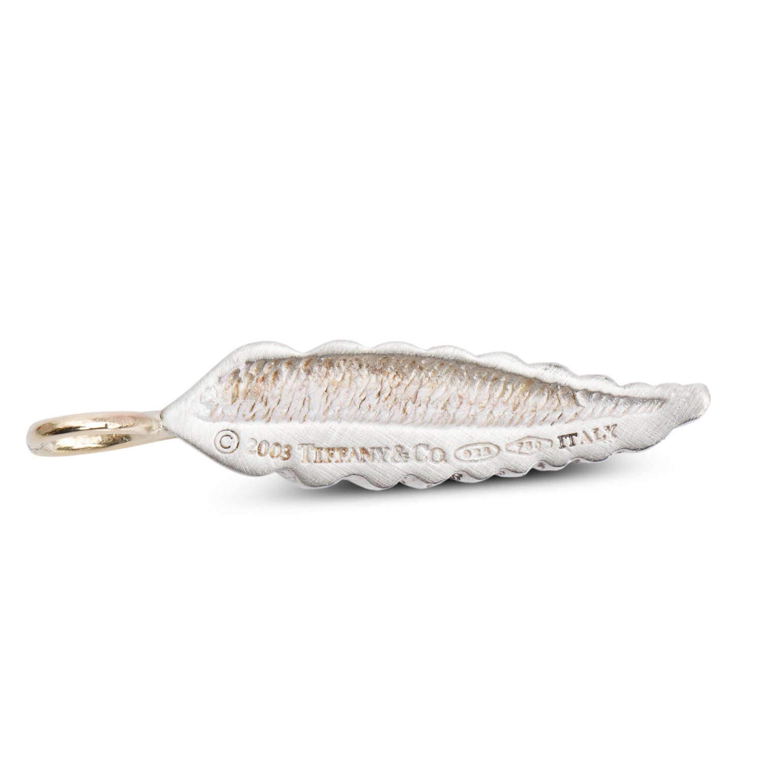 Tiffany & Co. Vintage Sterling Silver & 18k Yellow Gold Feather Pendant