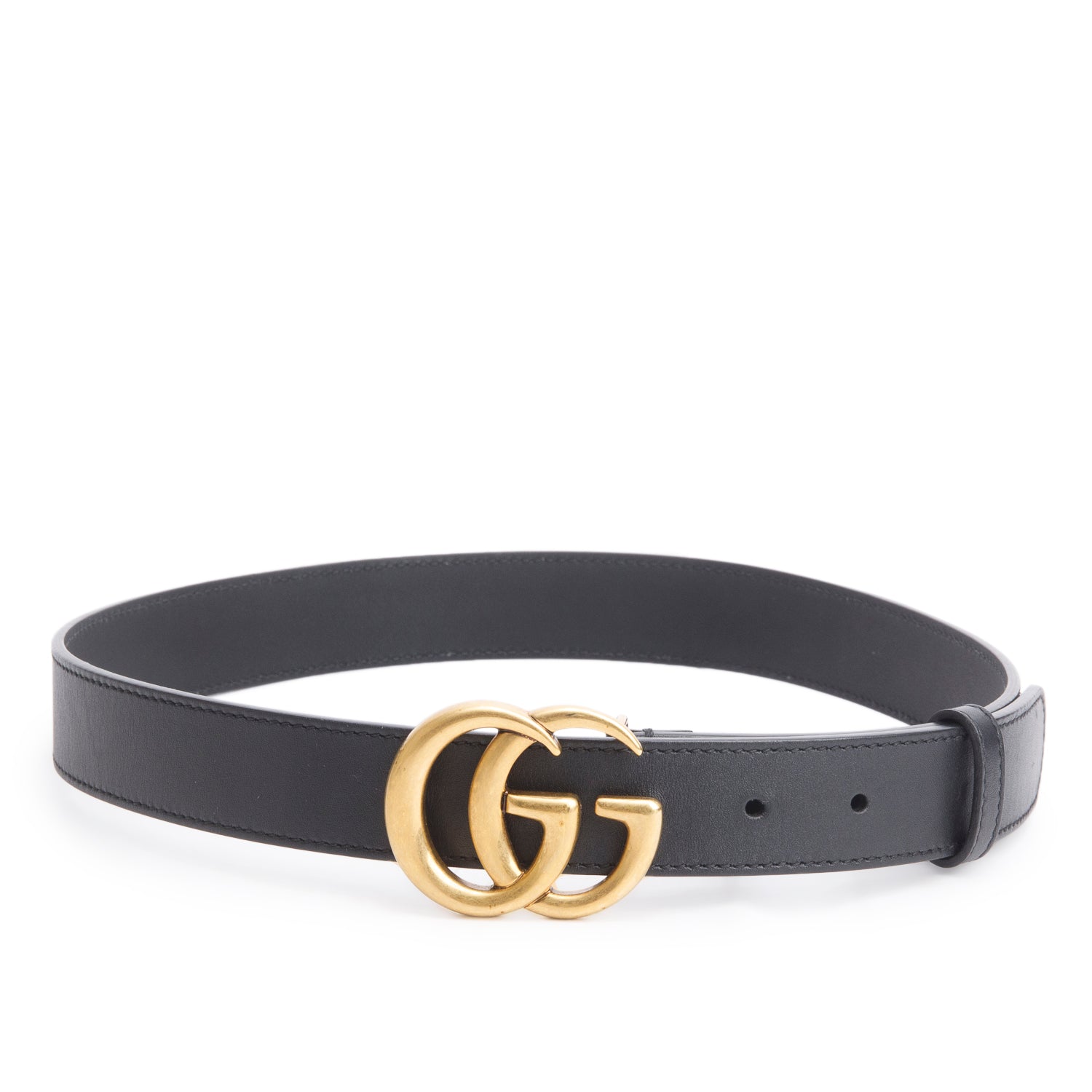 Gucci Black GG Marmont Thin Belt, 75 30